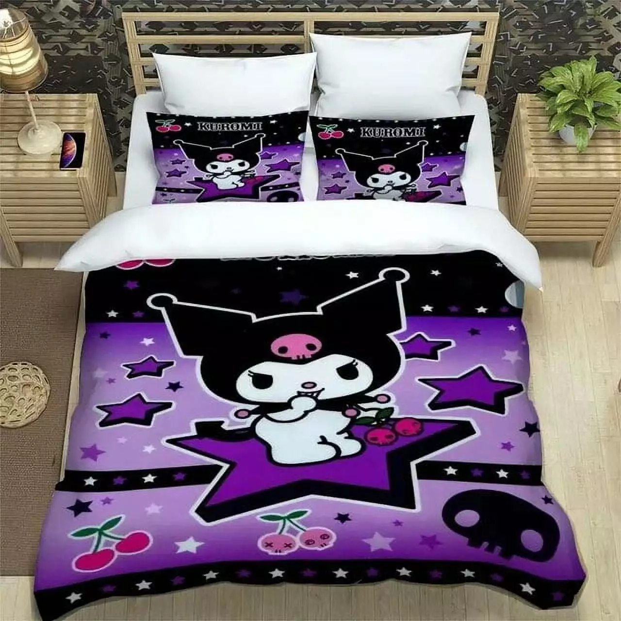 Cartoon Image Kuromis Pattern Quilt Cover With Pillowcases 3D Digital Printed Bedding Set Twin Full Queen King Children's Gift