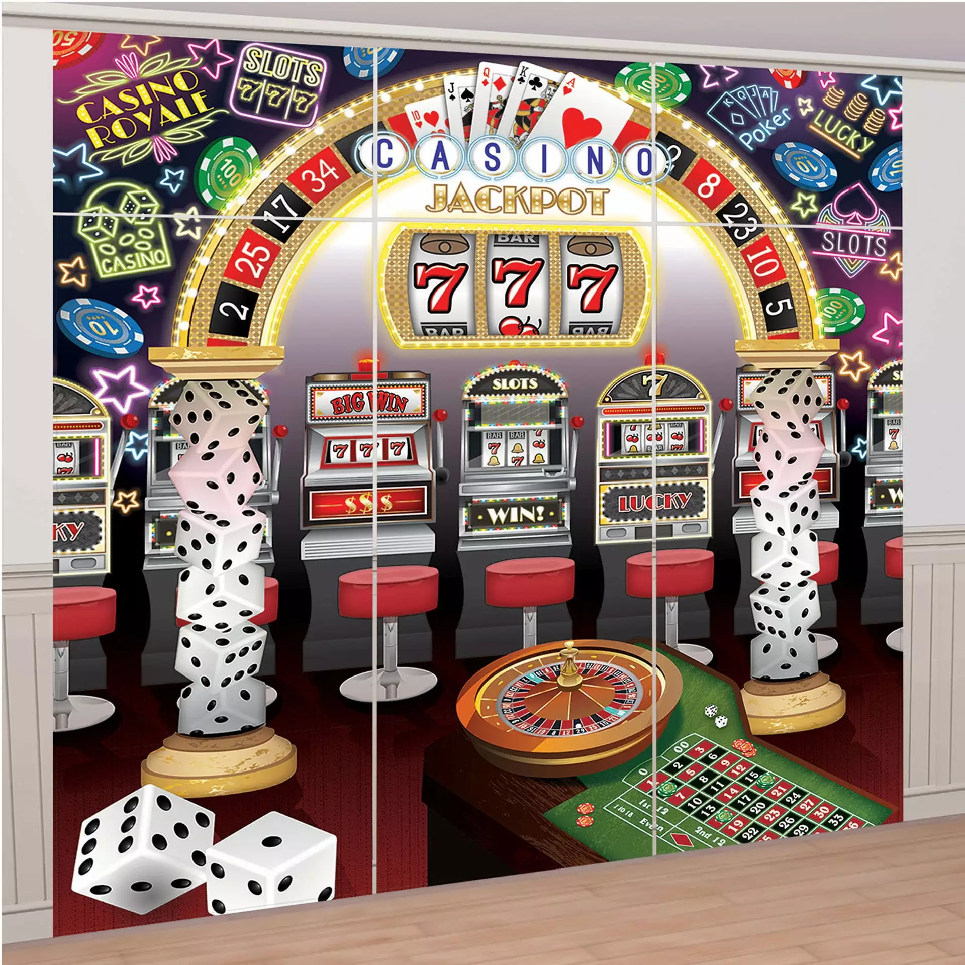 Casino Night Jumbo Wall Poster Decorating Kit (9pc)