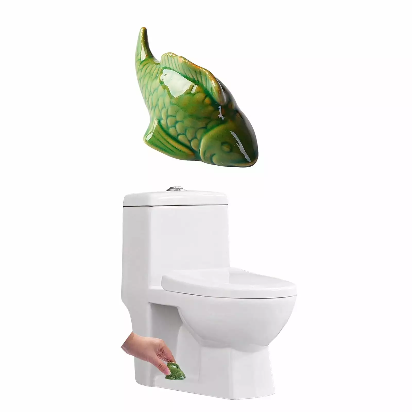 Ceramic Fish Toilet Floor Caps 2 Pcs Toilet Caps Cute Fish Bathroom Decor Sea Themed Gadgets For The Toilet Easy Installation Toilet Replacement for Home Indoor Outdoor Men Women Gift