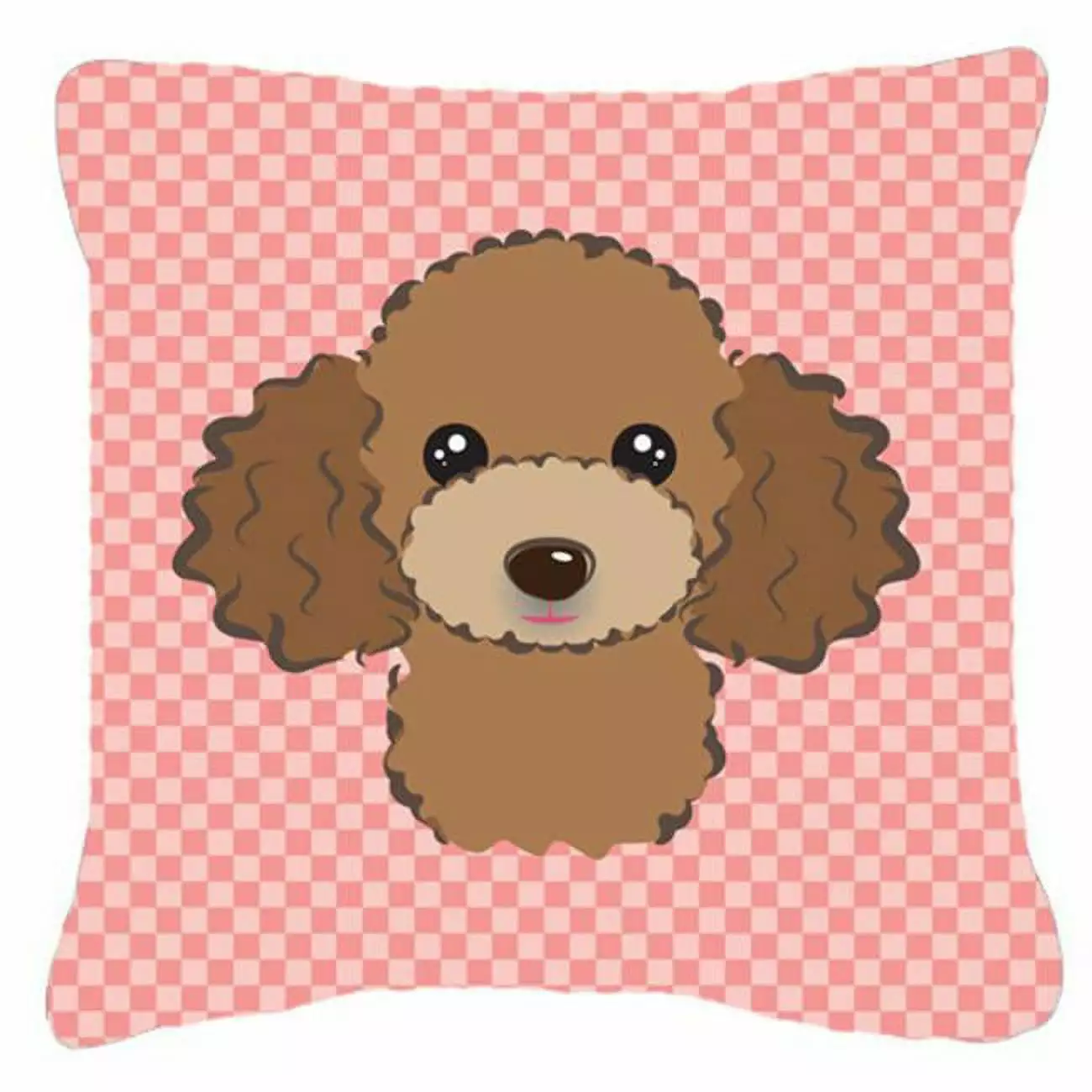 Checkerboard Print With Dog Fabric Decorative Pillow