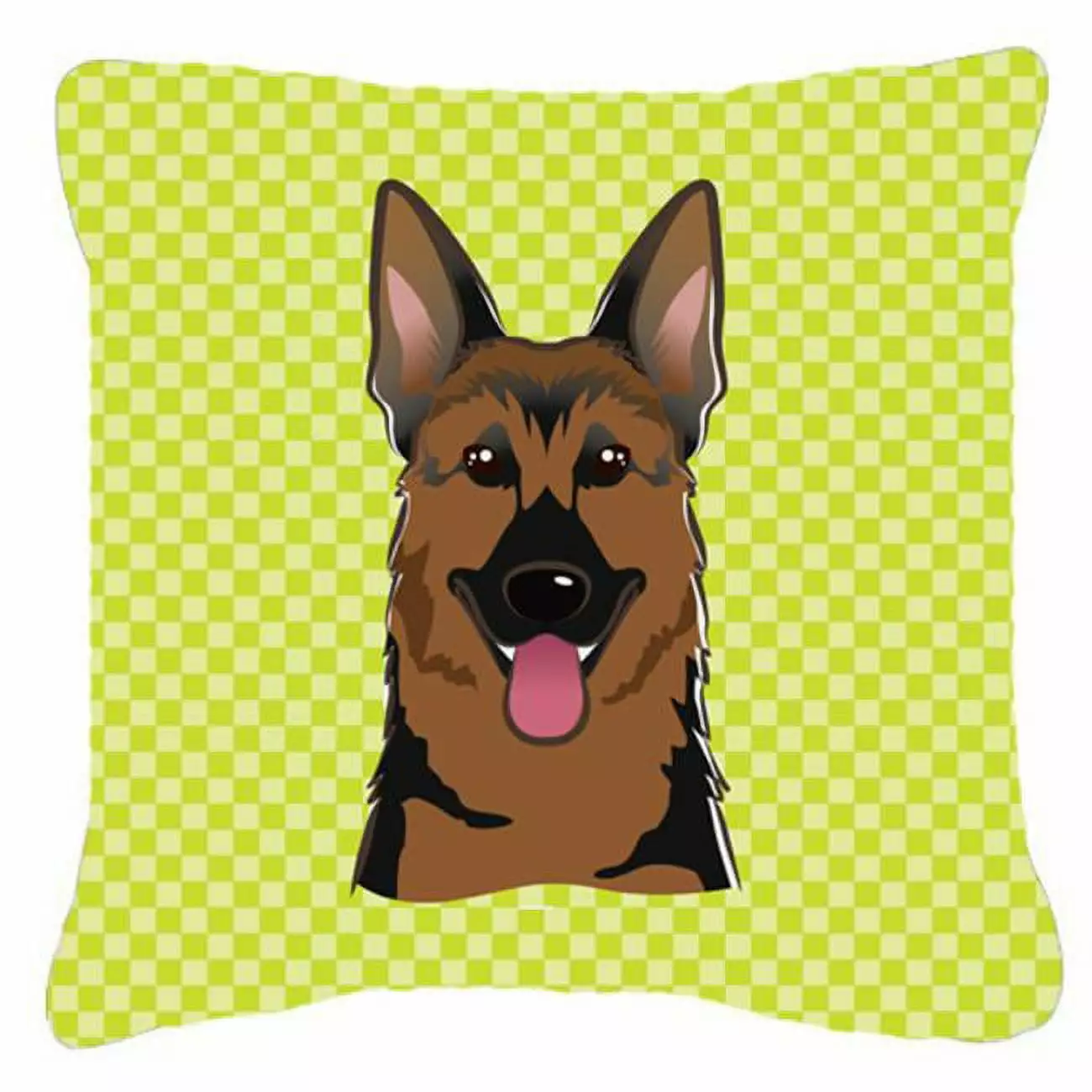 Checkerboard Print With Dog Fabric Decorative Pillow