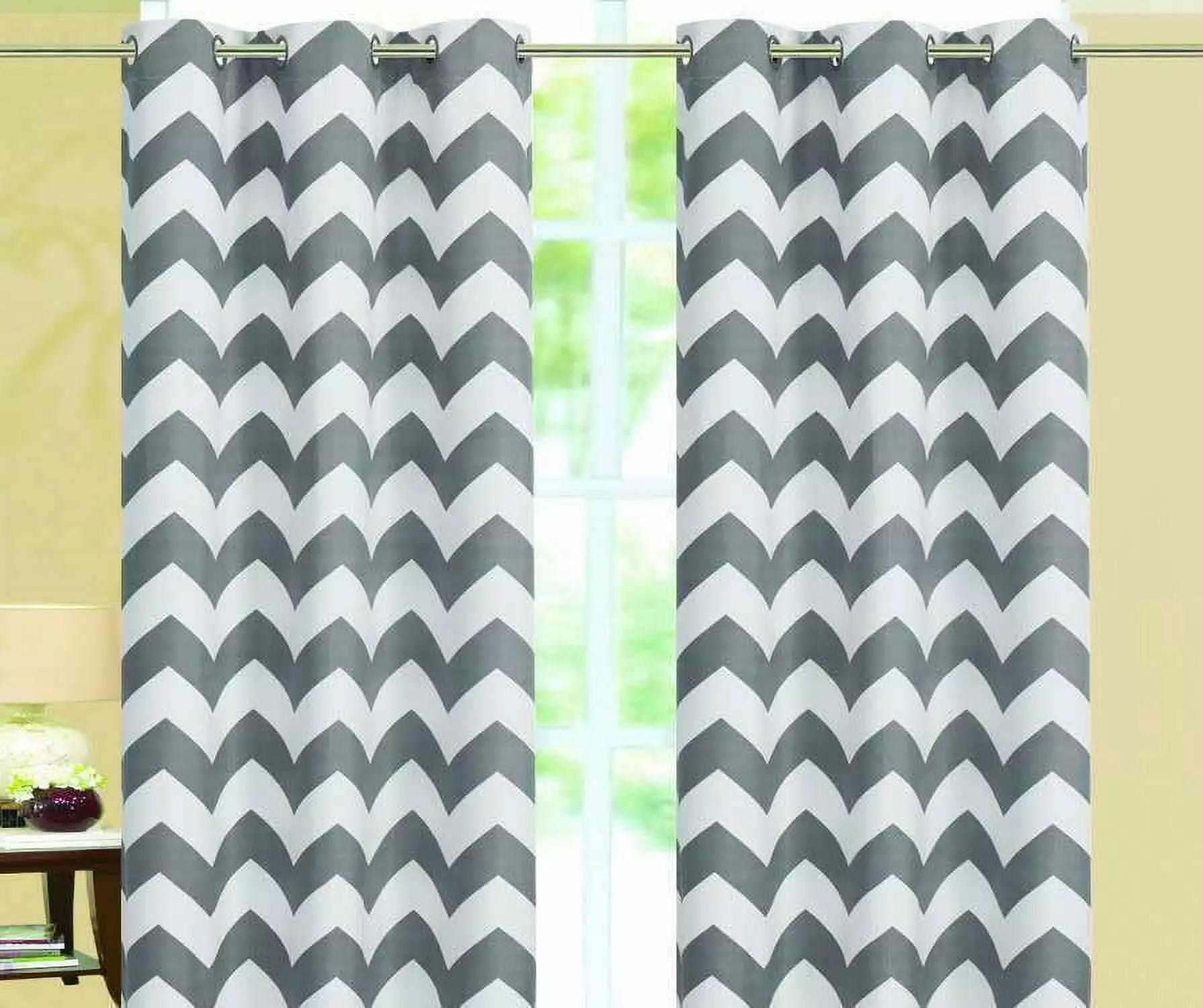 Chevron Insulated 100% Thermal Blackout Grommet Window Curtain 84 - Gray- SALE!!!