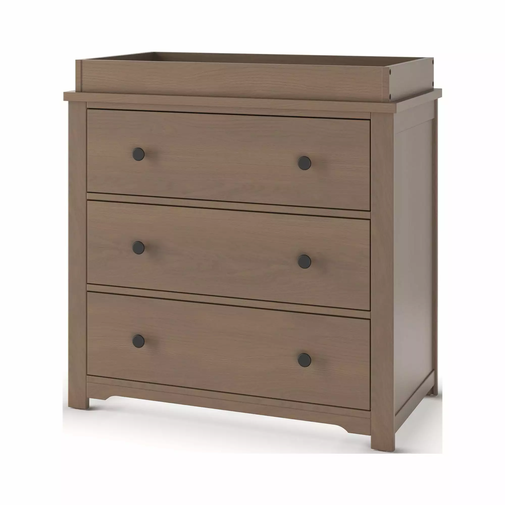 Child Craft Harmony 3-Drawer Dresser with Table Topper Kit. Dusty Heather