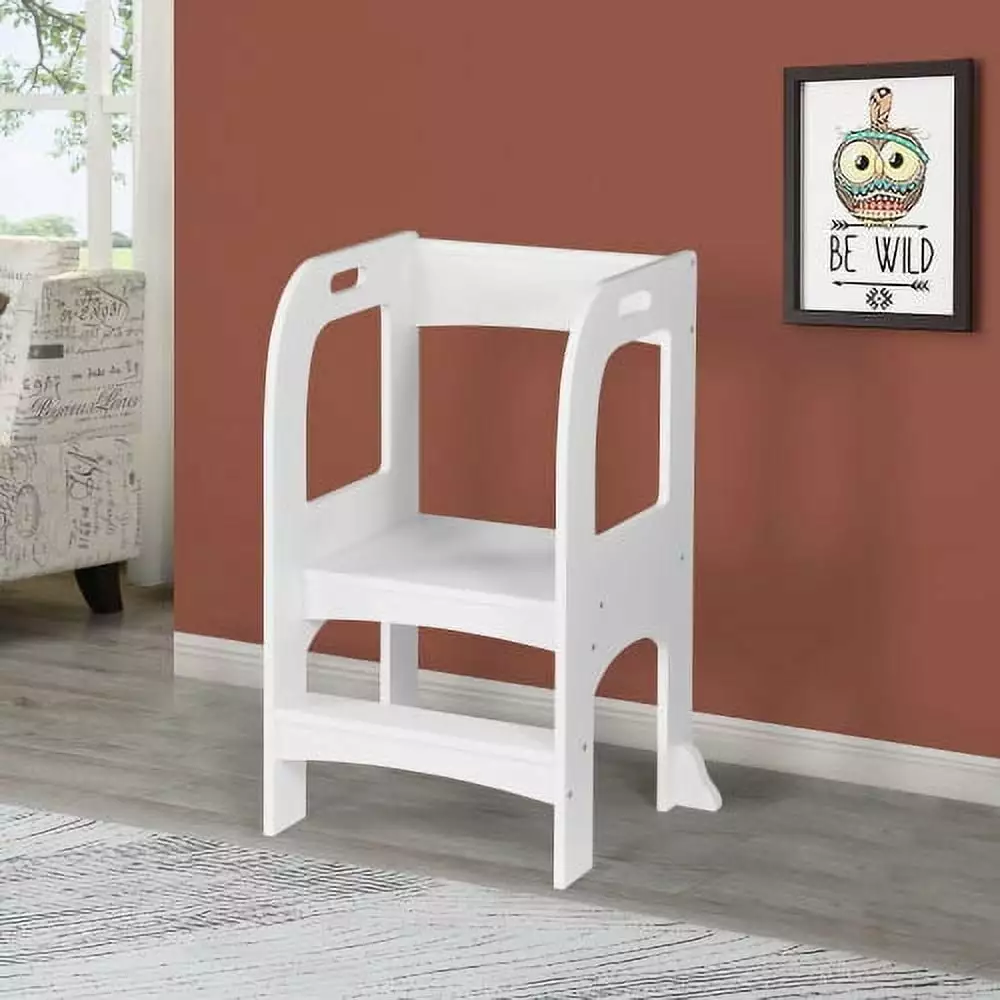 Child Standing Tower. Step Stools for Kids. Toddler Step Stool for Kitchen Counter. White