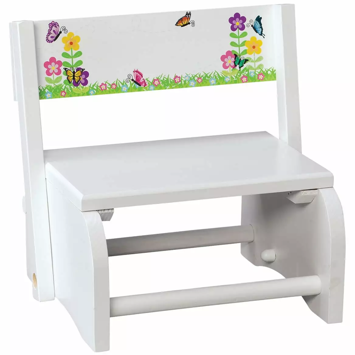 Children's White Butterfly & Flower Step Stool