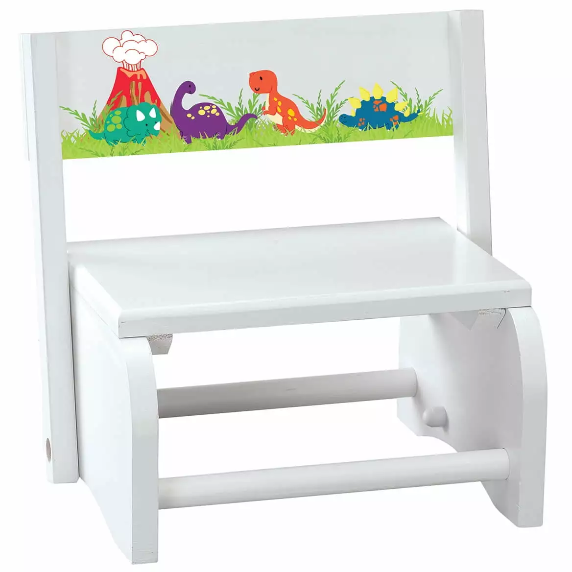 Children's White Dinosaur Step Stool