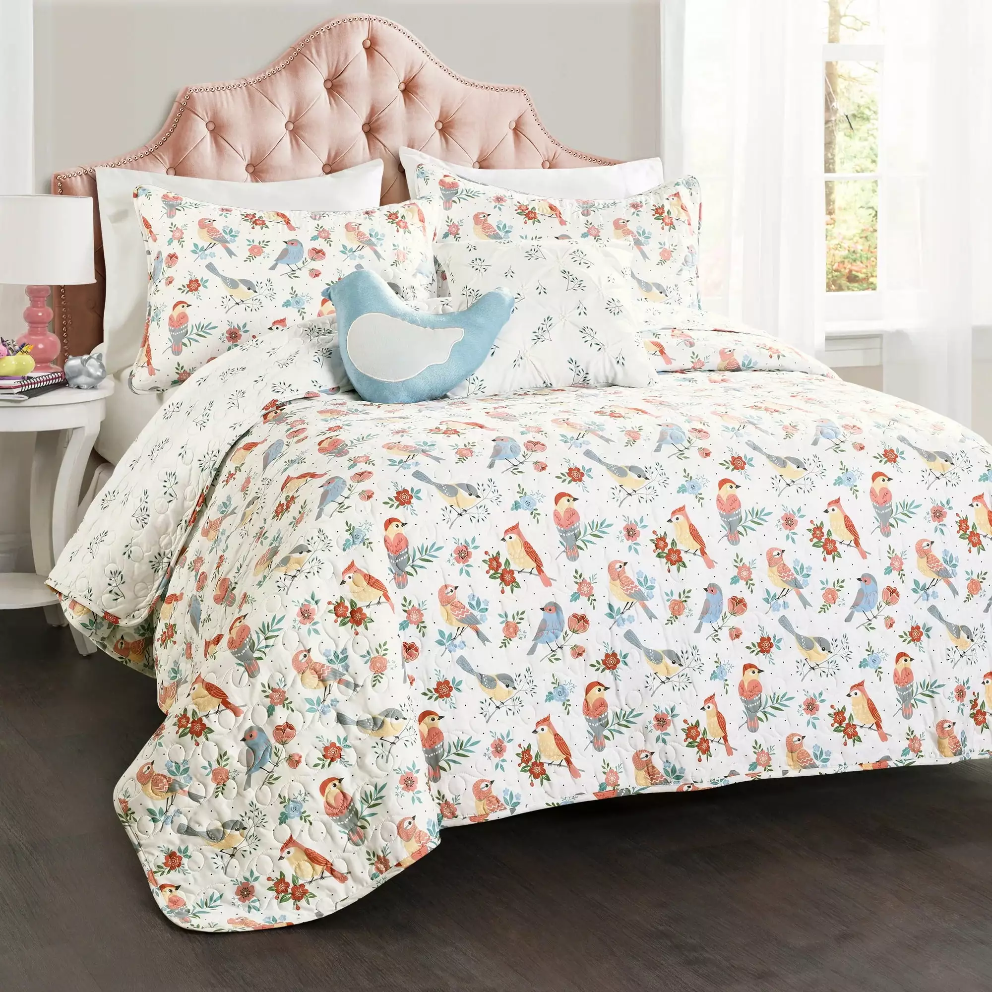 Chirpy Birds 4Pc Multicolor Quilt Set