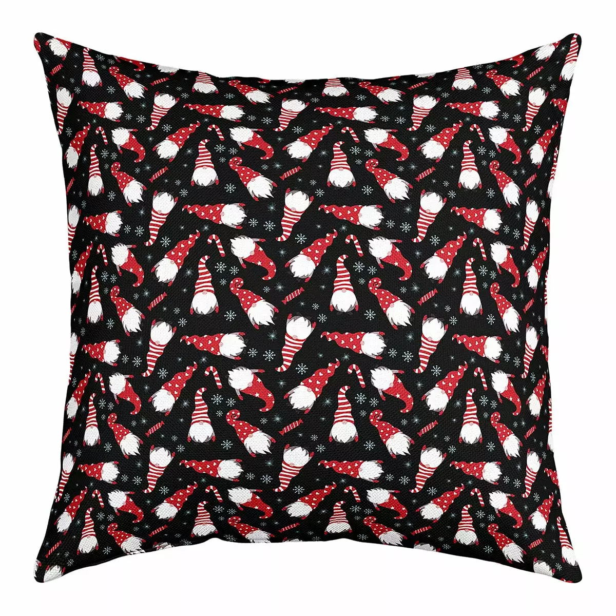 Christmas Gnomes Pillow Cover 18x18 Inch.xmas Theme Throw Pillow Cover.Cartoon Santa Claus Cushion Cover.Winter Snowflakes Decorative Pillow Cover.Merry Christmas Cushion Case.Red Black