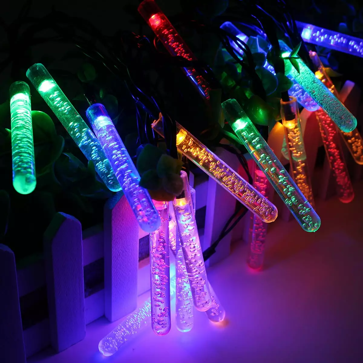 Christmas Lights Outdoor.Solar Powered Waterproof Lights Falling Raindrop Icicle Cascading Decoration Lights.20 Tube 360 LEDs Christmas String Light.for Garden Home.Christmas Decorations(MultiColor)