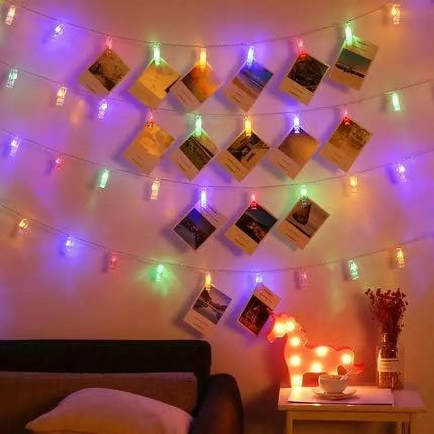 Christmas String Lights.Photo Clip String Light - 20 LED Fairy Lights with Clips for Pictures. Waterproof Photo Lights with Clear Clips for Dorm Bedroom Wall/Wedding Christmas Decorations