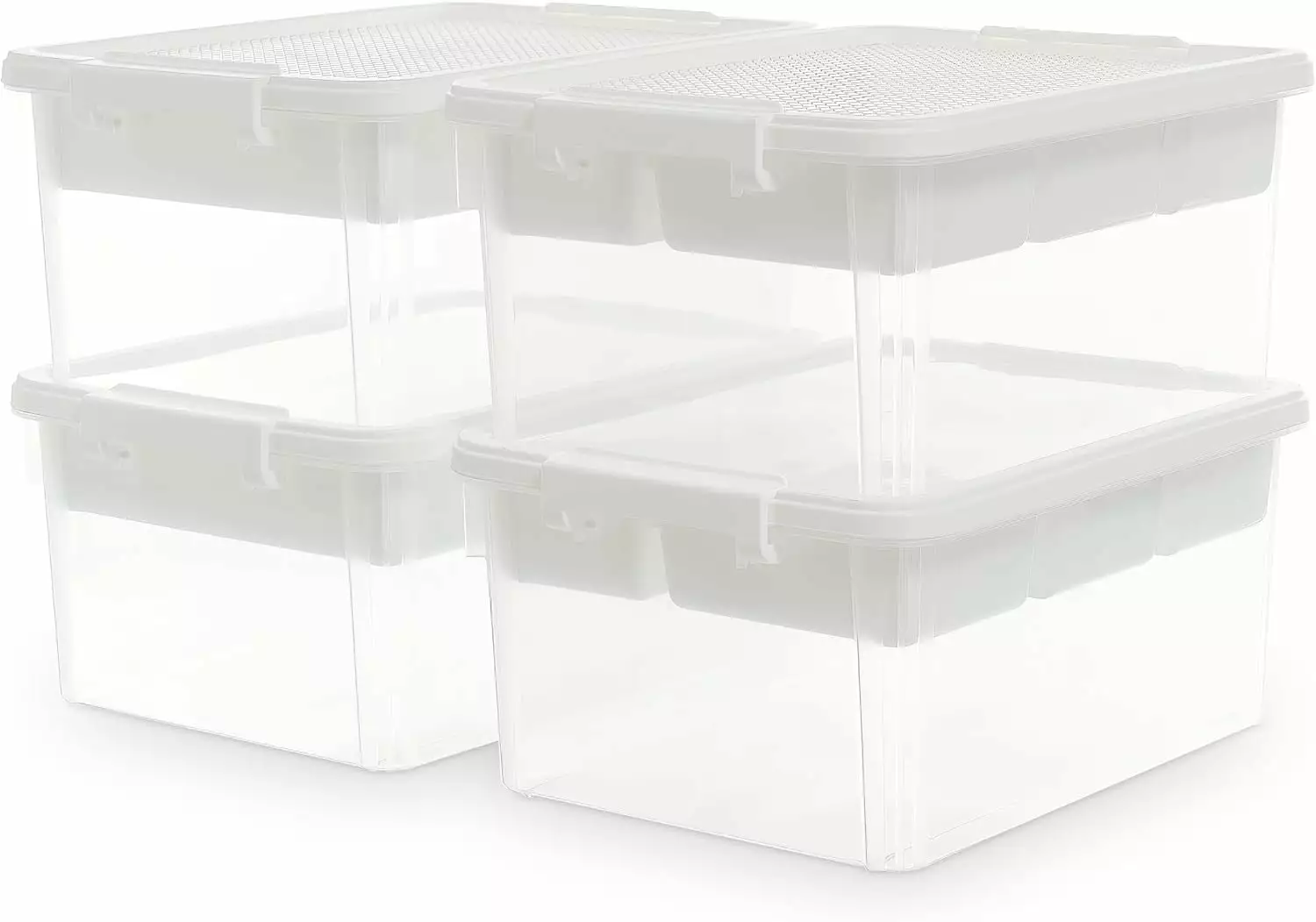 Citylife 17 QT 4 Packs Plastic Storage Box with Building Baseplate Lid and Removable Tray Craft Organizers and Storage Clear Storage Container for Organizing Bead. Tool. Sewing