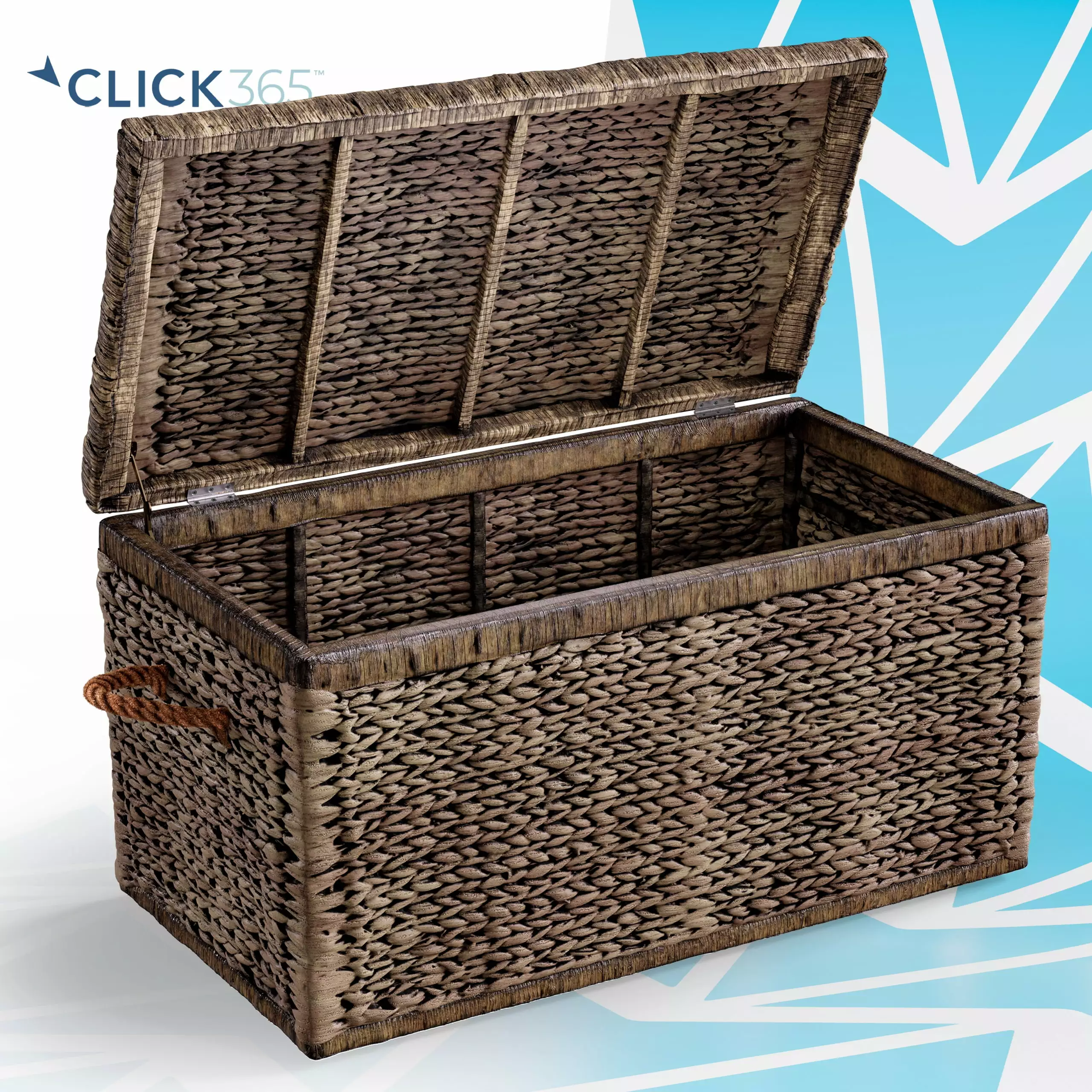 ClickDecor Farmhouse Wicker Storage Trunk with Handles. Black Washed