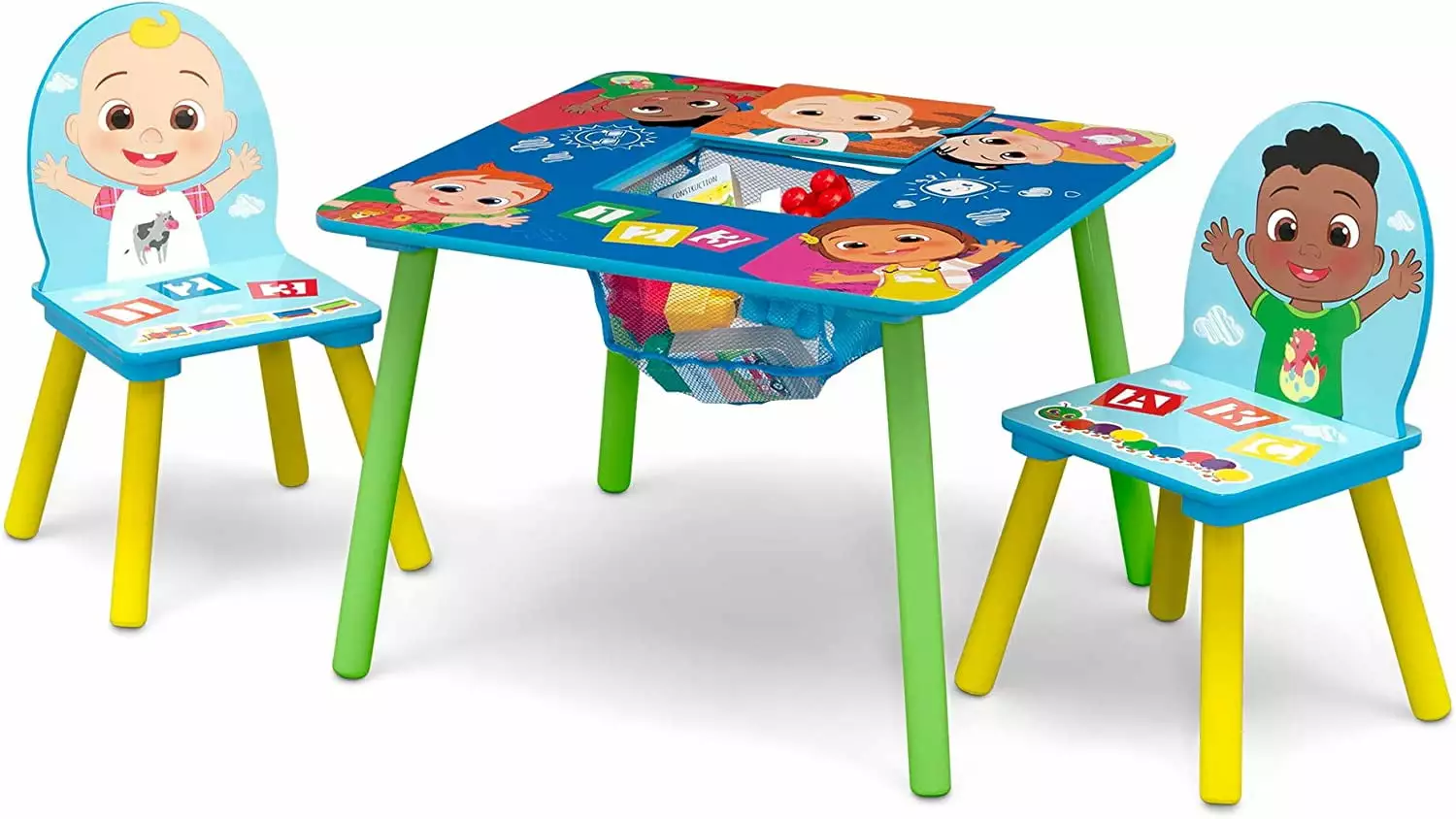 CoComelon Table and 2 Chairs with Storage Set by Delta Children. Greenguard Gold Certified. Toddler