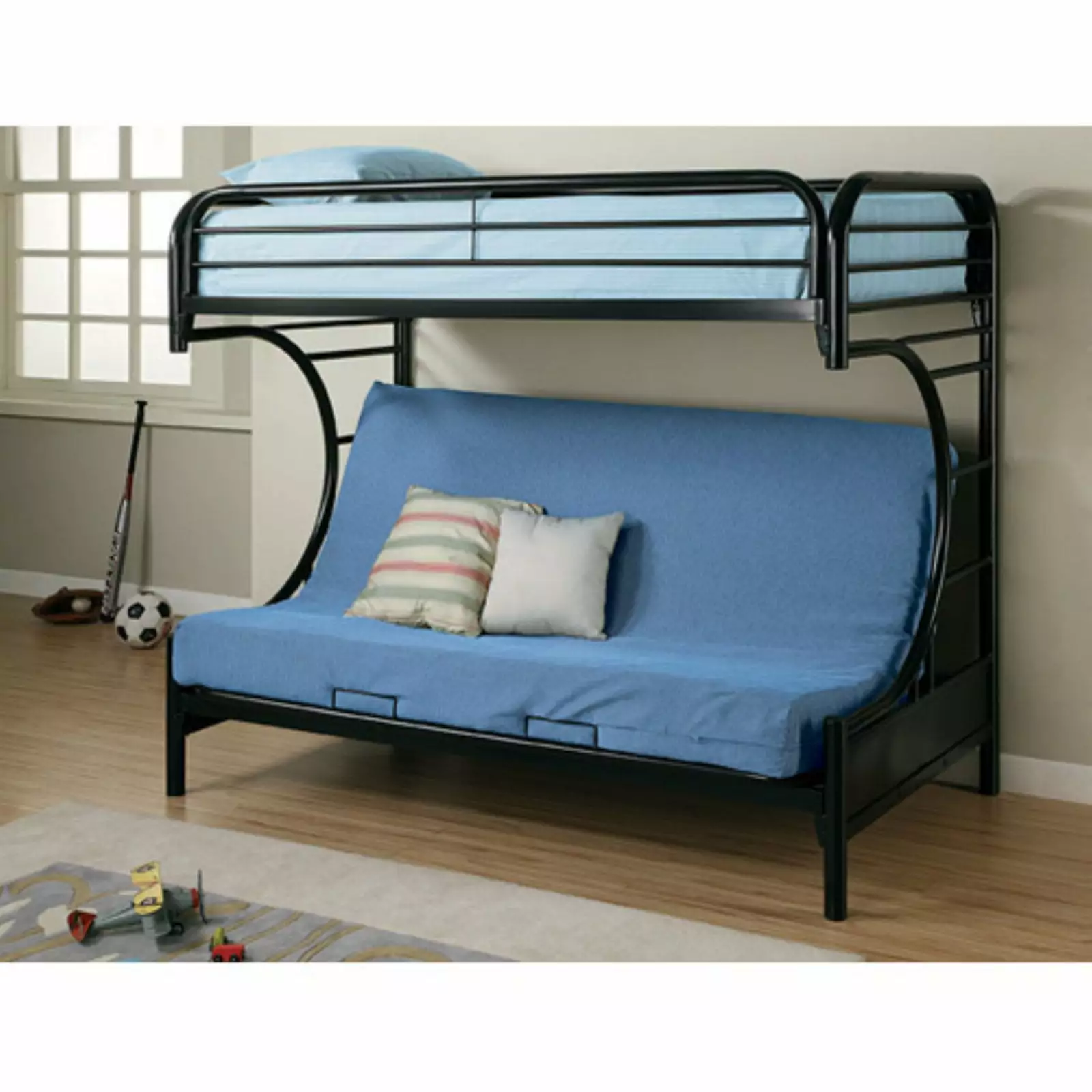 Coaster Montgomery Metal Twin over Futon Bunk Bed in Black Finish