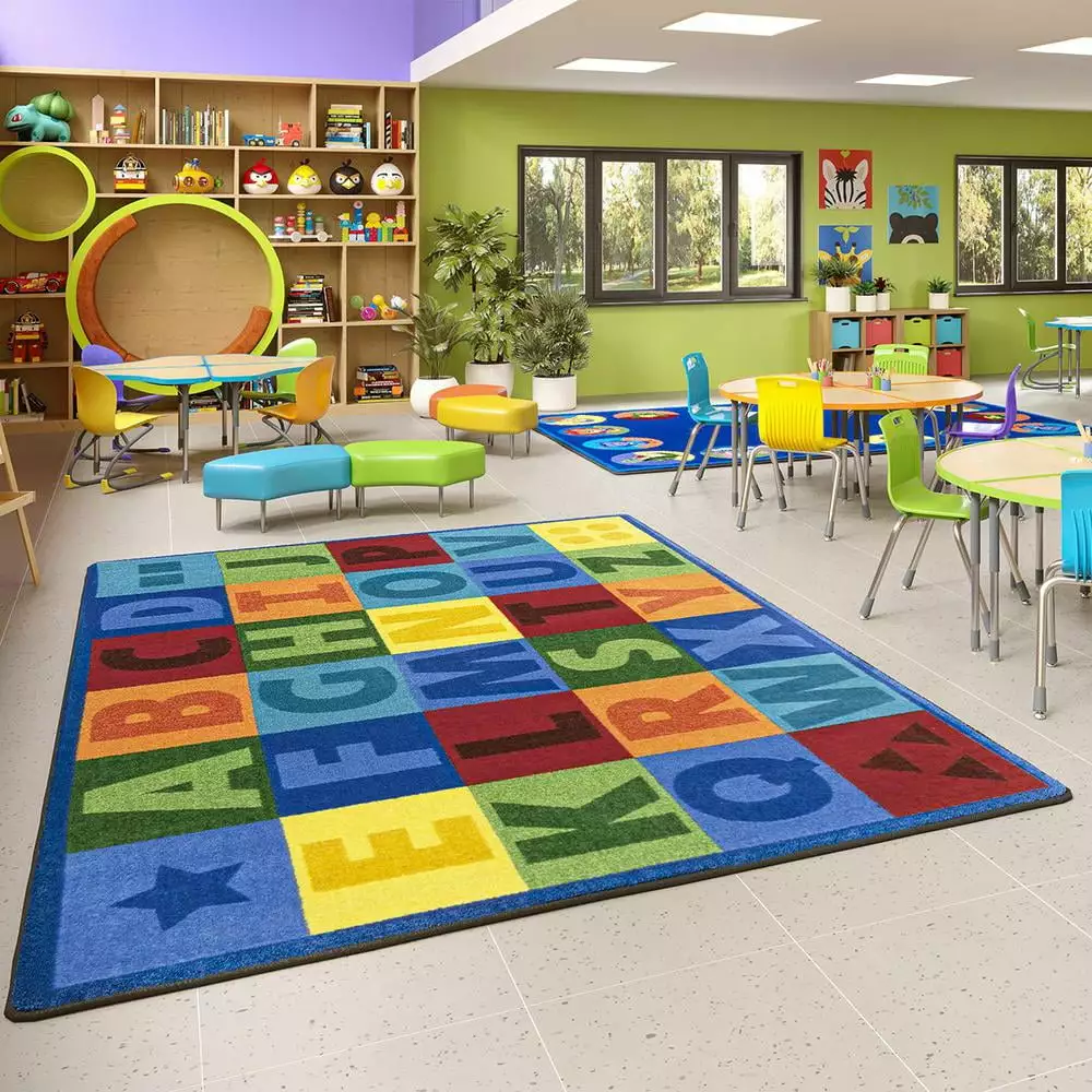 Colorful Learning 7'8 x 10'9 area rug in color Multi