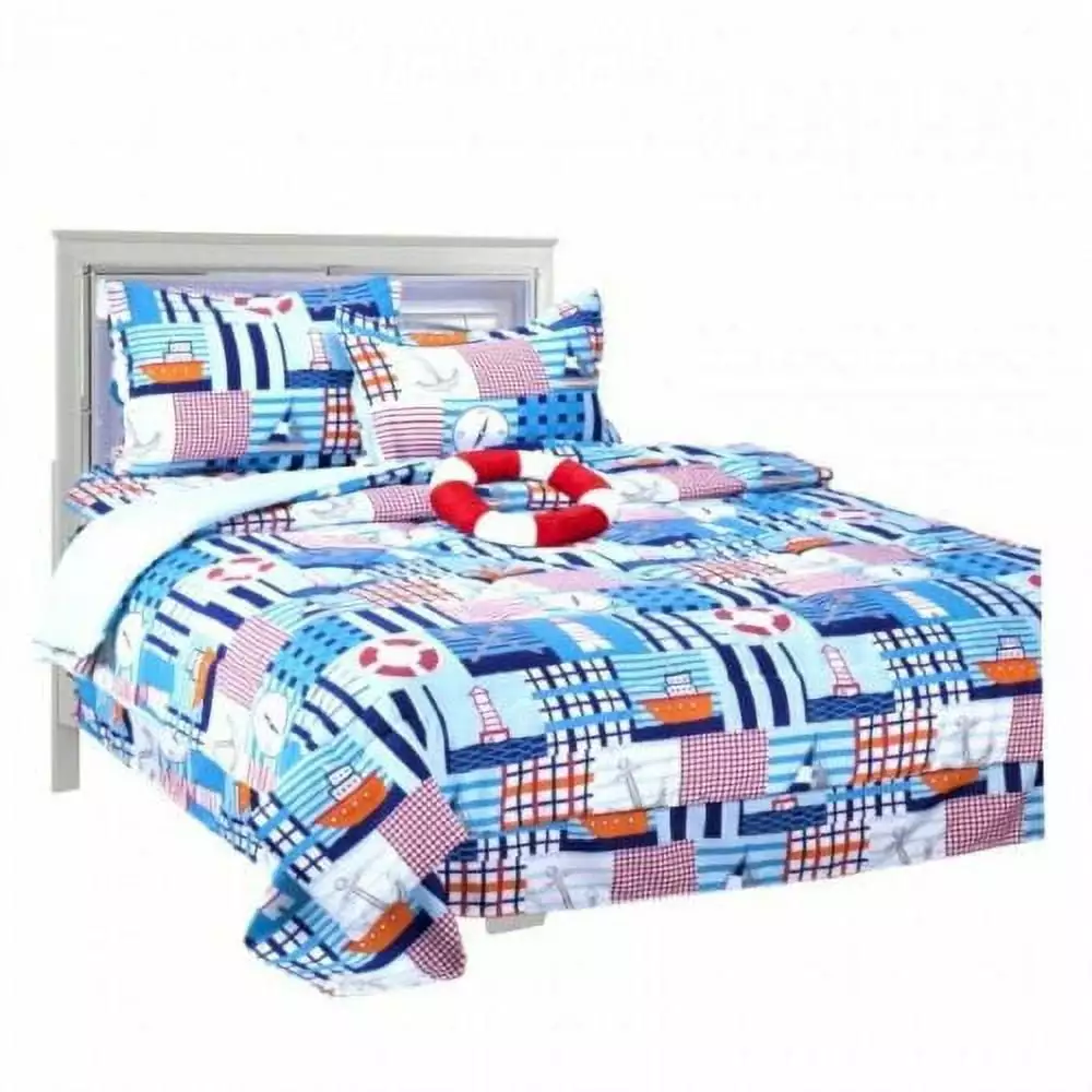 Comforter bed in bag set 6 pieces kids twin size lightweight warm kids bedroom d??cor character design for boys girls sailor boat