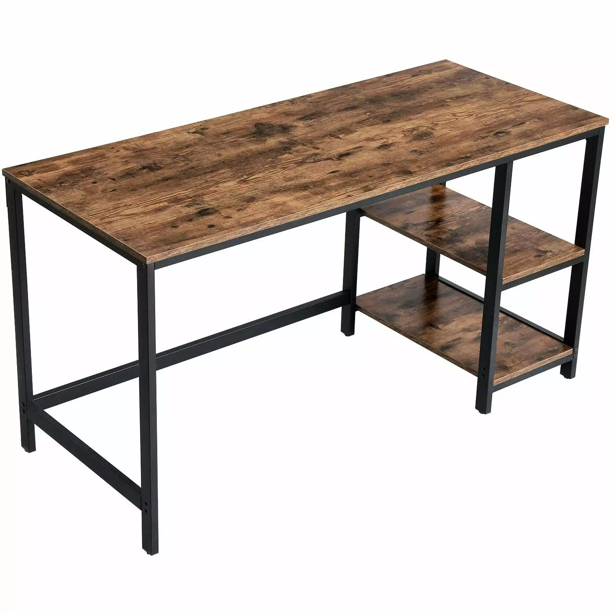 Computer Desk with Combination Wood & Metal Frame Including 2 Shelves