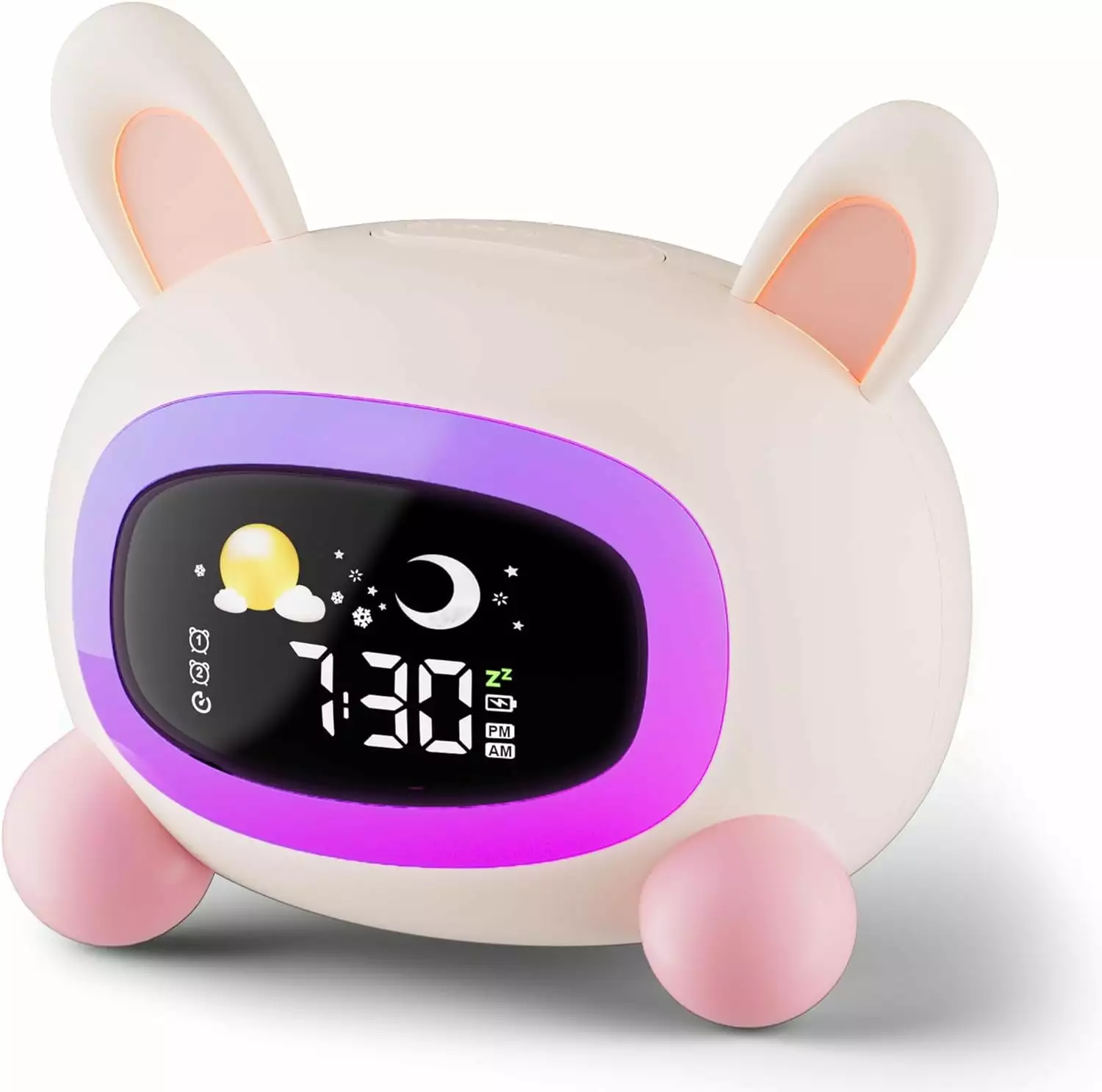 Comzler Kids Alarm Clock. Rabbit Digital Sleep Training Alarm Clock with Night Light for Boy Girls