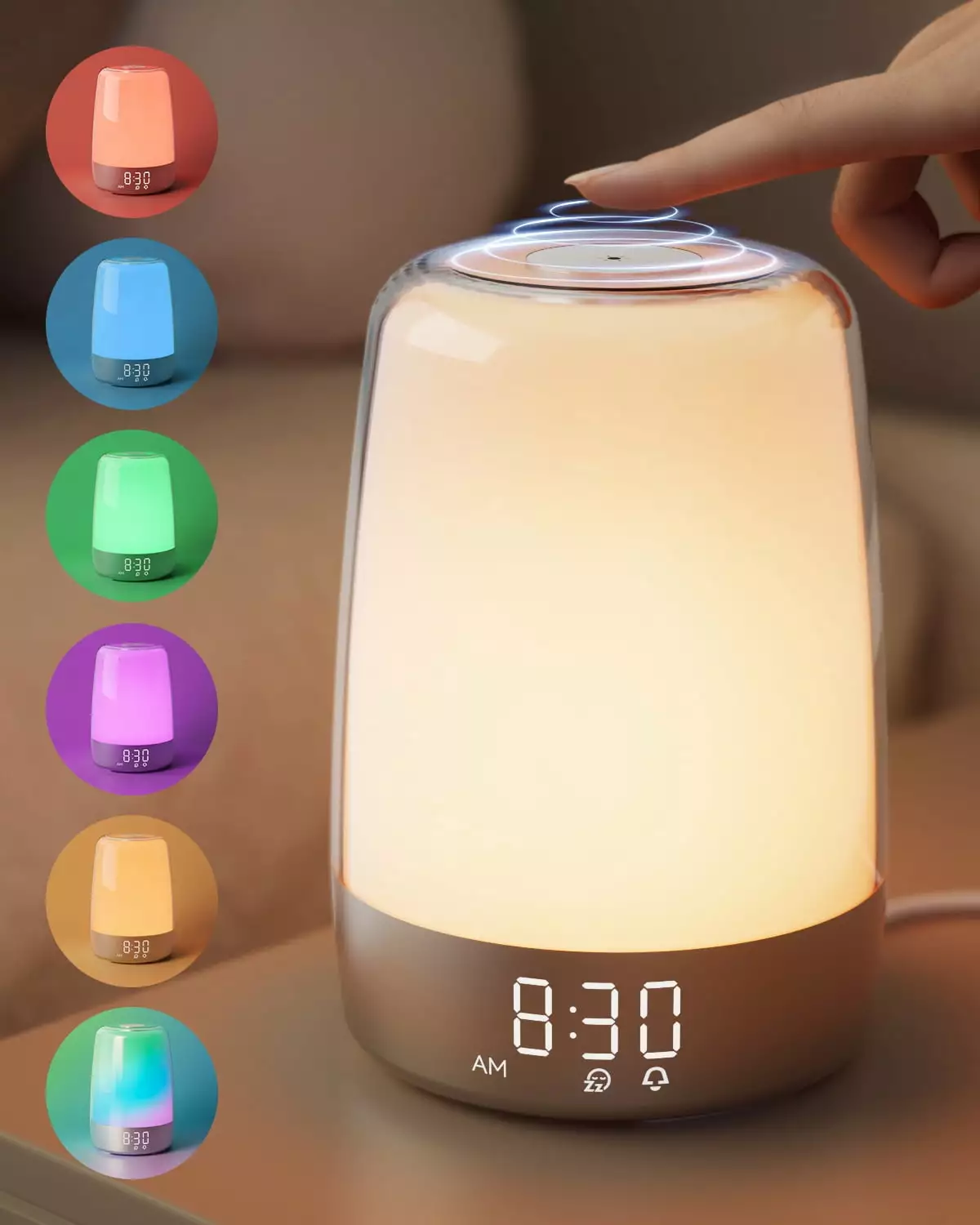 Comzler Sunrise Alarm Clock Wake up Light 3 Ways Dimmable Warm White Bedside Lamp for Kid Bedrooms