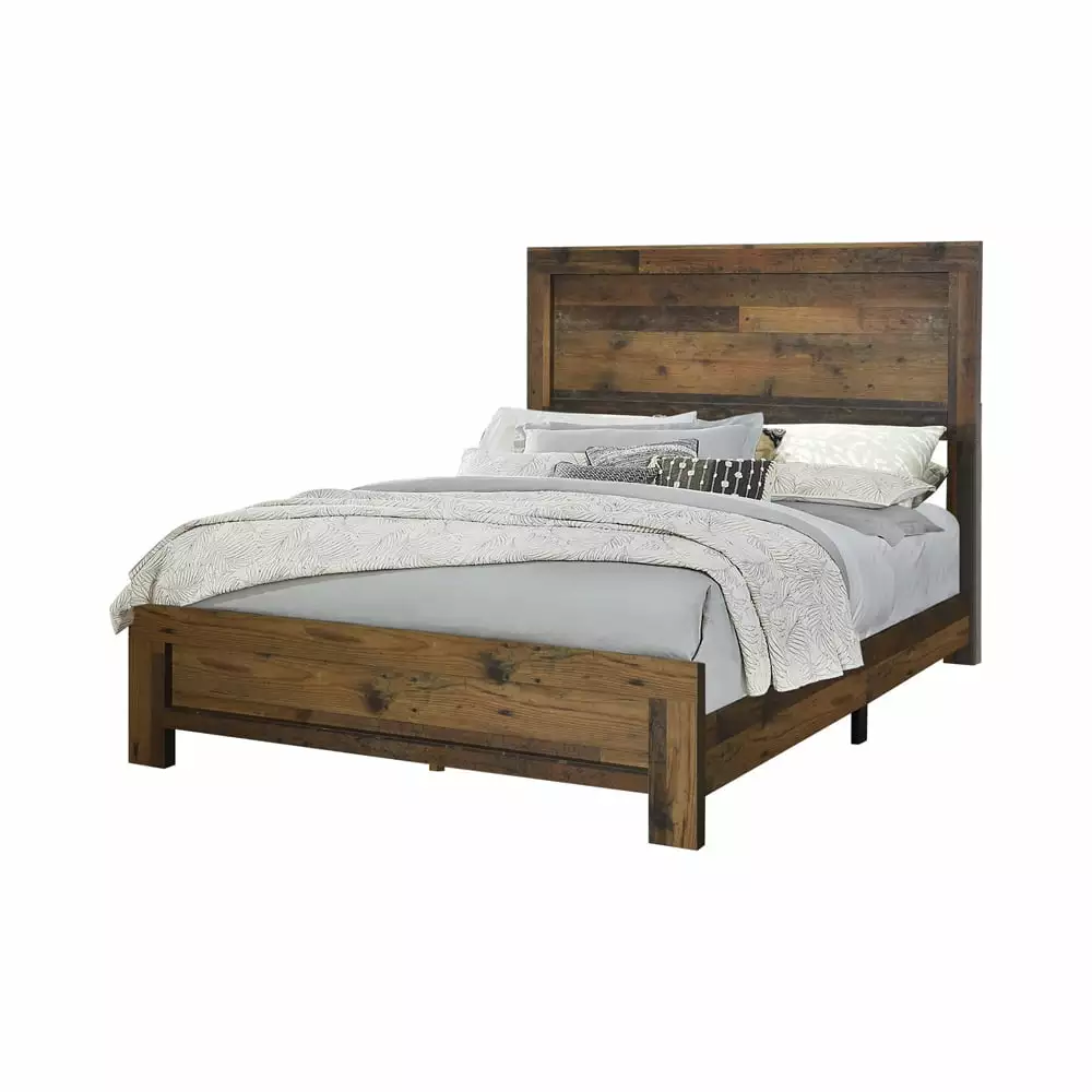 Contemporary Style Twin Size Bed with Rustic Details Dark Brown - Saltoro Sherpi