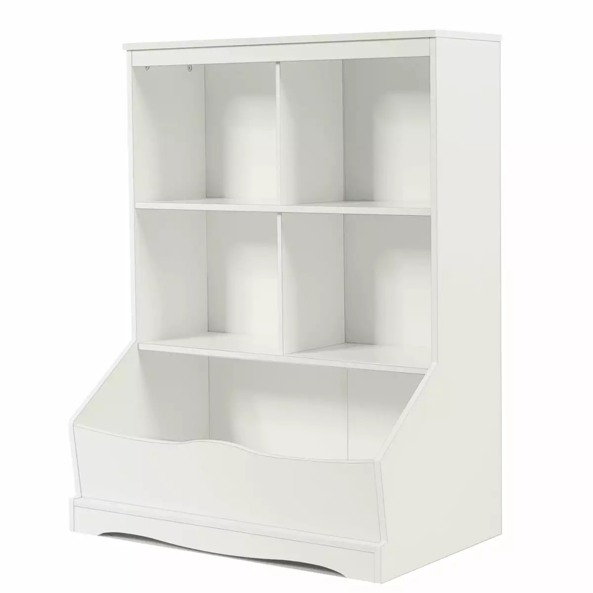 Costway 3-Tier Children's Multi-Functional Bookcase Toy Storage Bin Floor Cabinet White