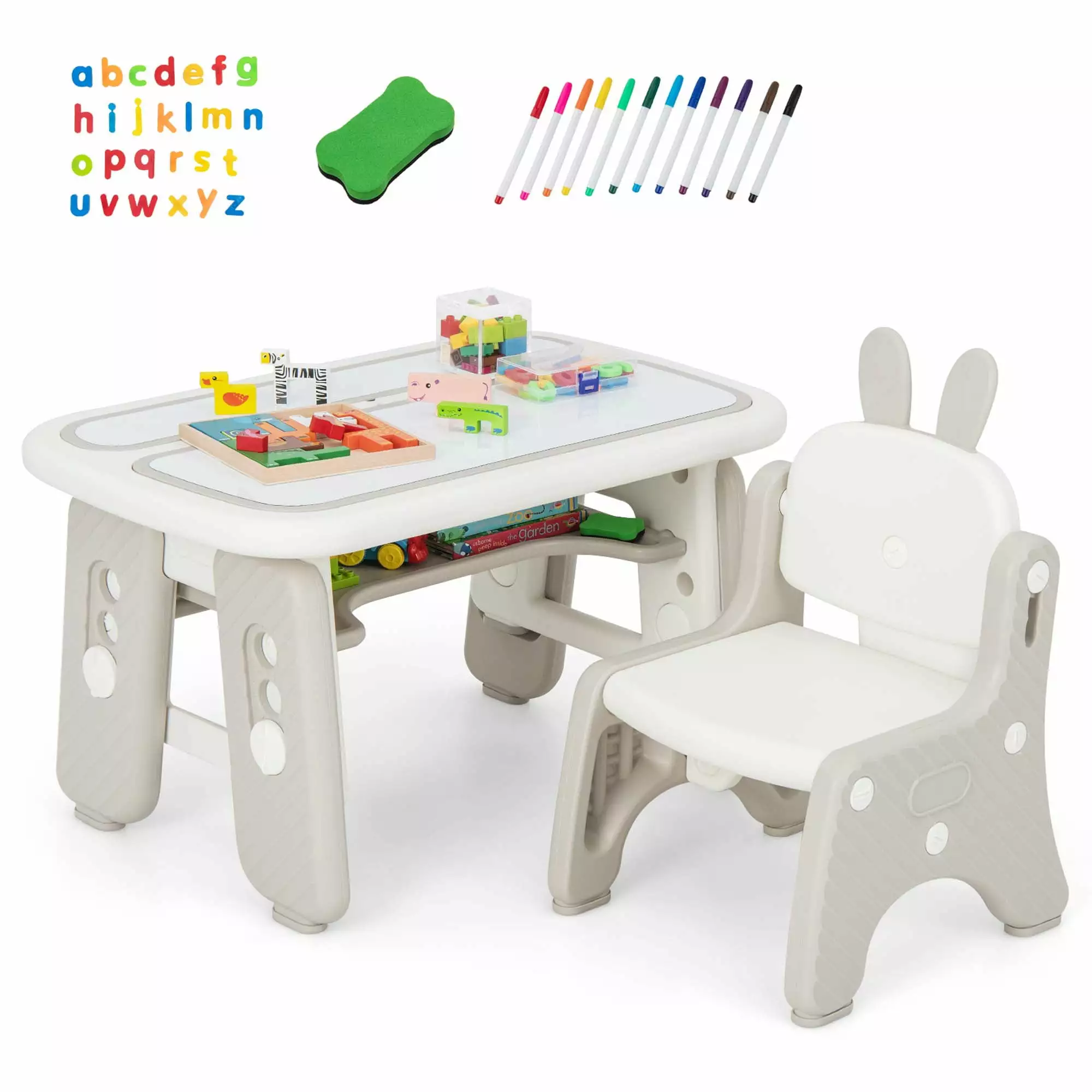 Costway Kids Drawing Table & Chair Set Graffiti Toddlers Art Activity Table & Chair