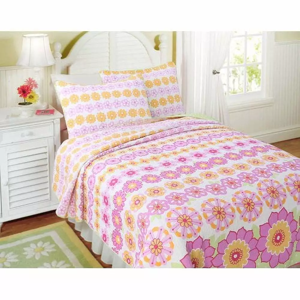 Cozy Line Home Fashion Summer Flower Reversible Quilt Set