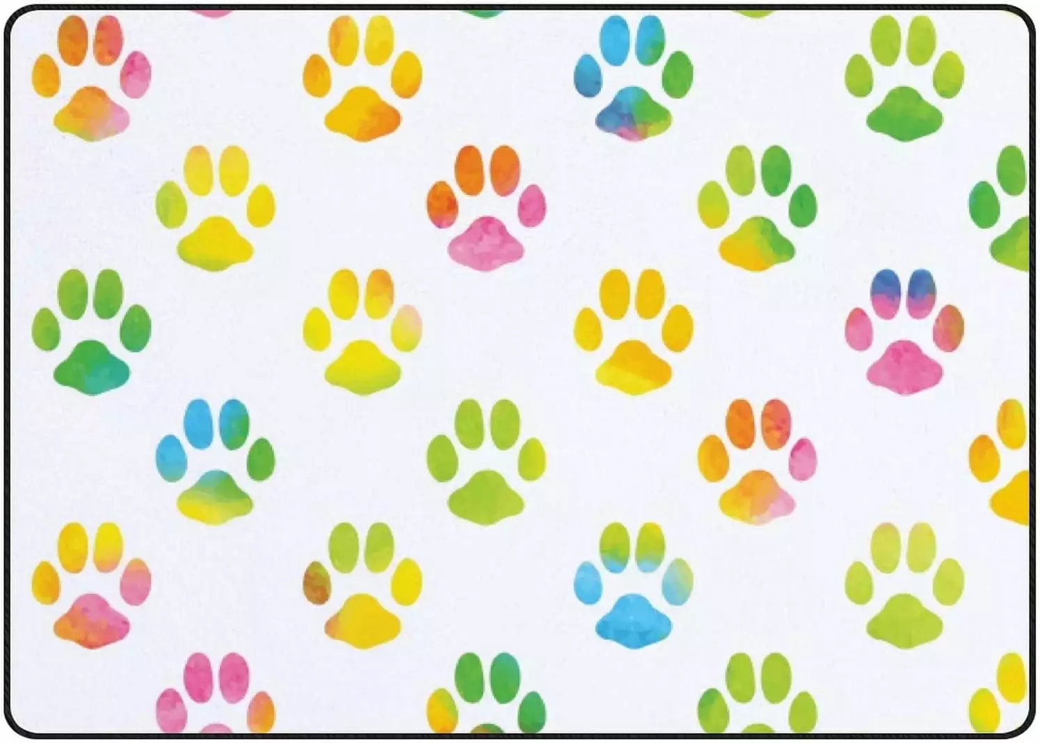 Crawling Indoor Carpet Play Mat Colorful Animal Footprint Paw for Living Room Bedroom Educational Nursery Floor Mat Area Rugs 60x39in