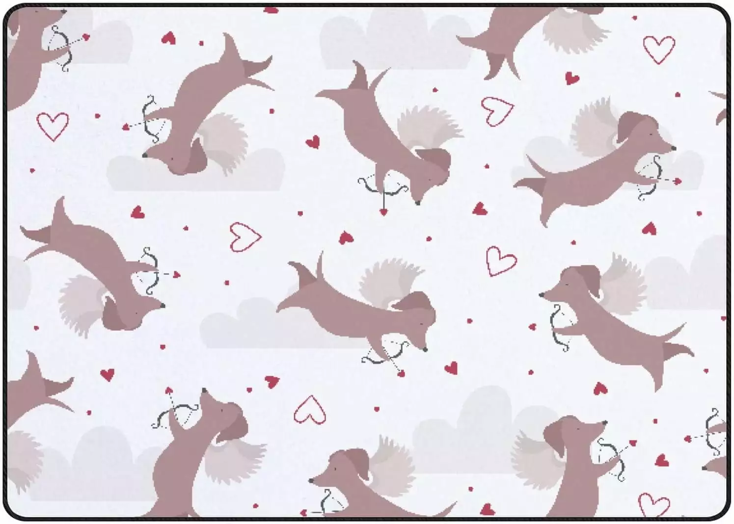 Crawling Indoor Carpet Play Mat Cute Dachshund Heart for Living Room Bedroom Educational Nursery Floor Mat Area Rugs 60x48inch