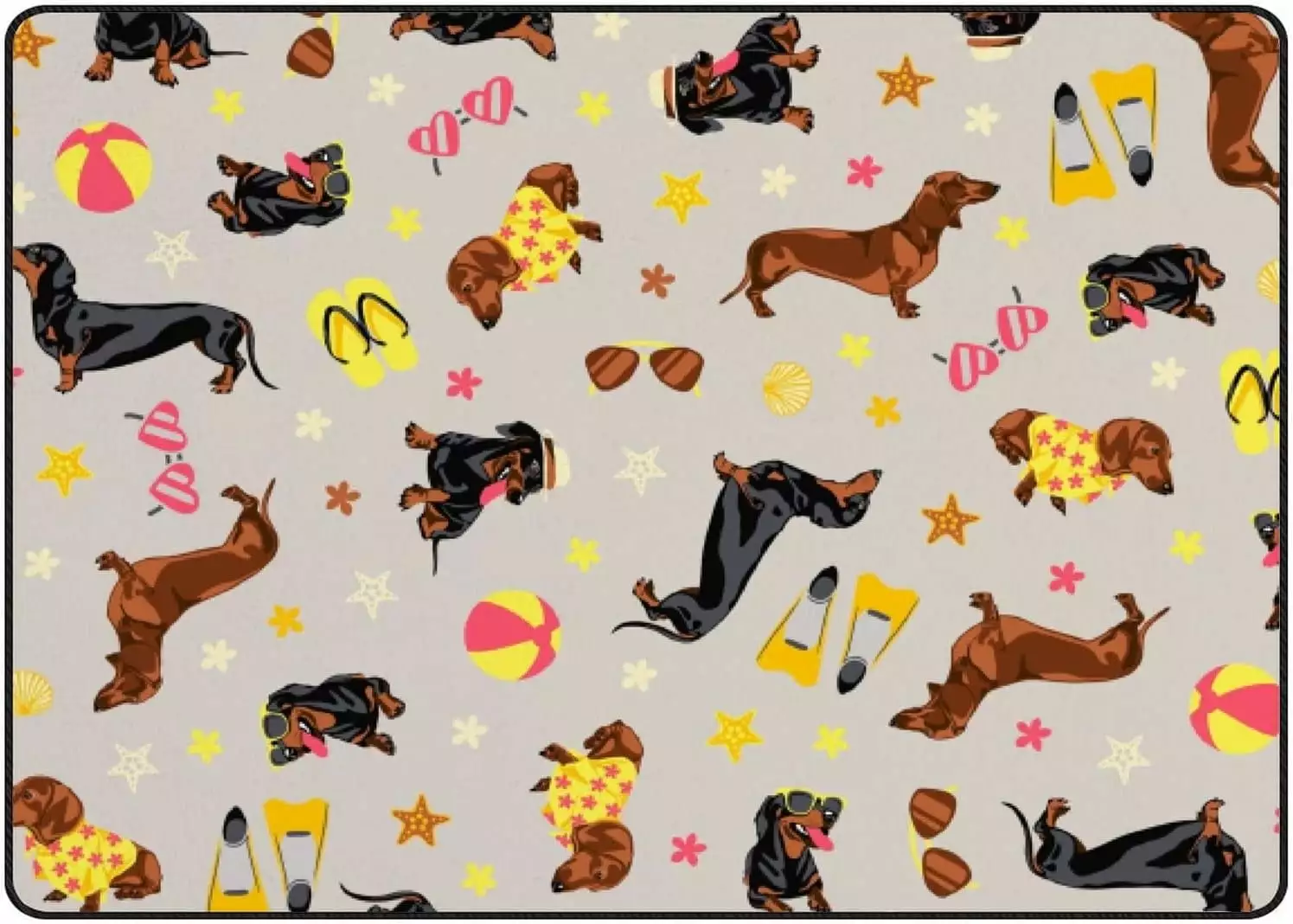 Crawling Indoor Carpet Play Mat Dachshund for Living Room Bedroom Educational Nursery Floor Mat Area Rugs 60x39inch