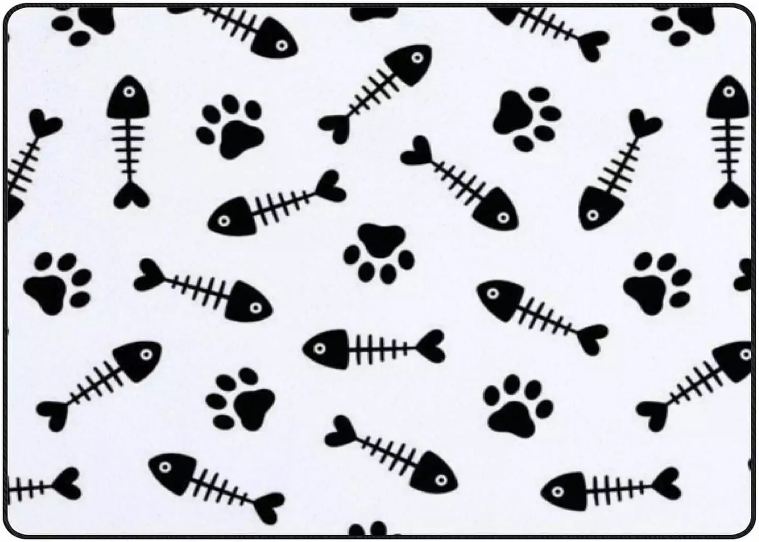 Crawling Indoor Carpet Play Mat Paw Fish Bone for Living Room Bedroom Educational Nursery Floor Mat Area Rugs 63x48in