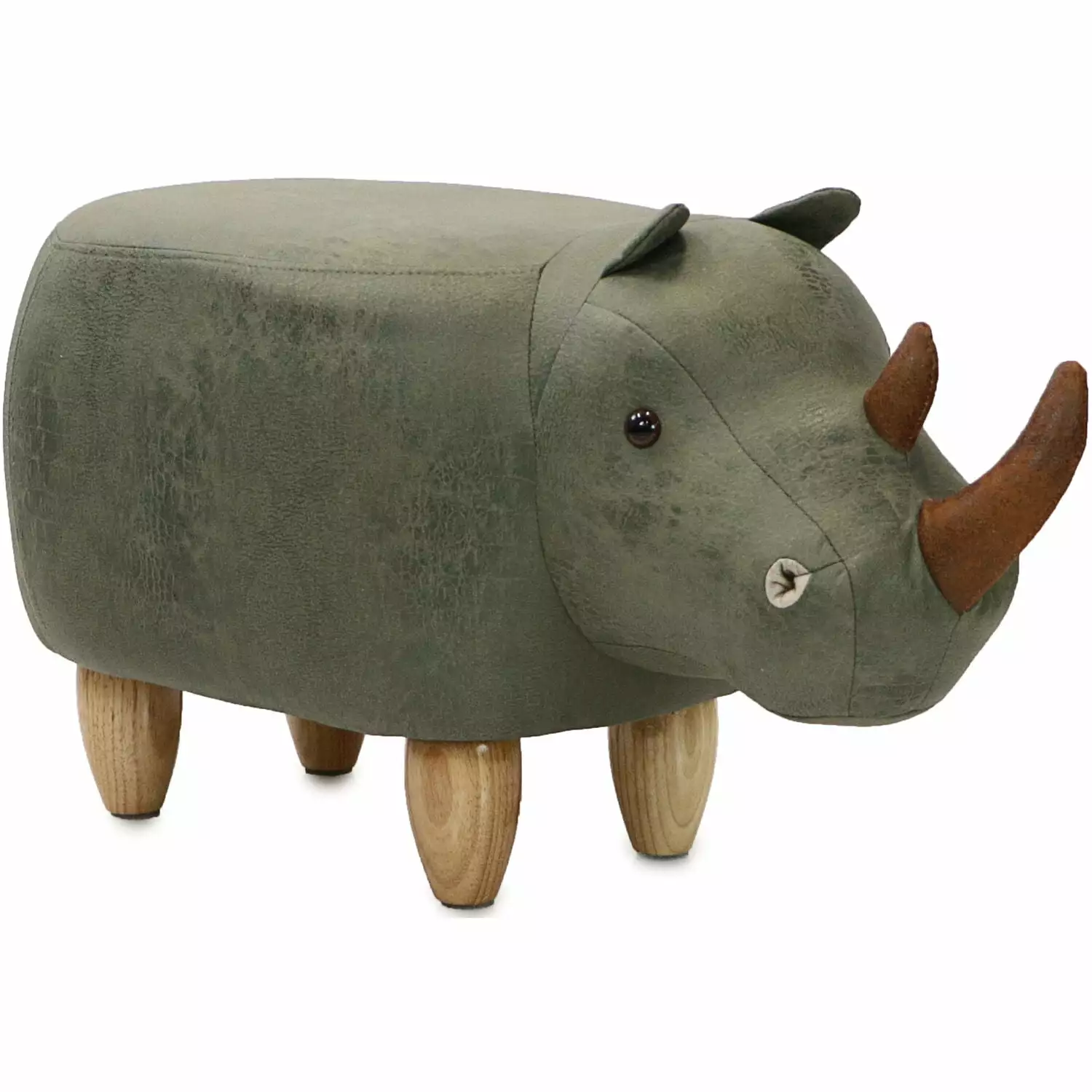 Critter Sitters 14-In. Seat Height Green Rhino Animal Shape Fabric Ottoman