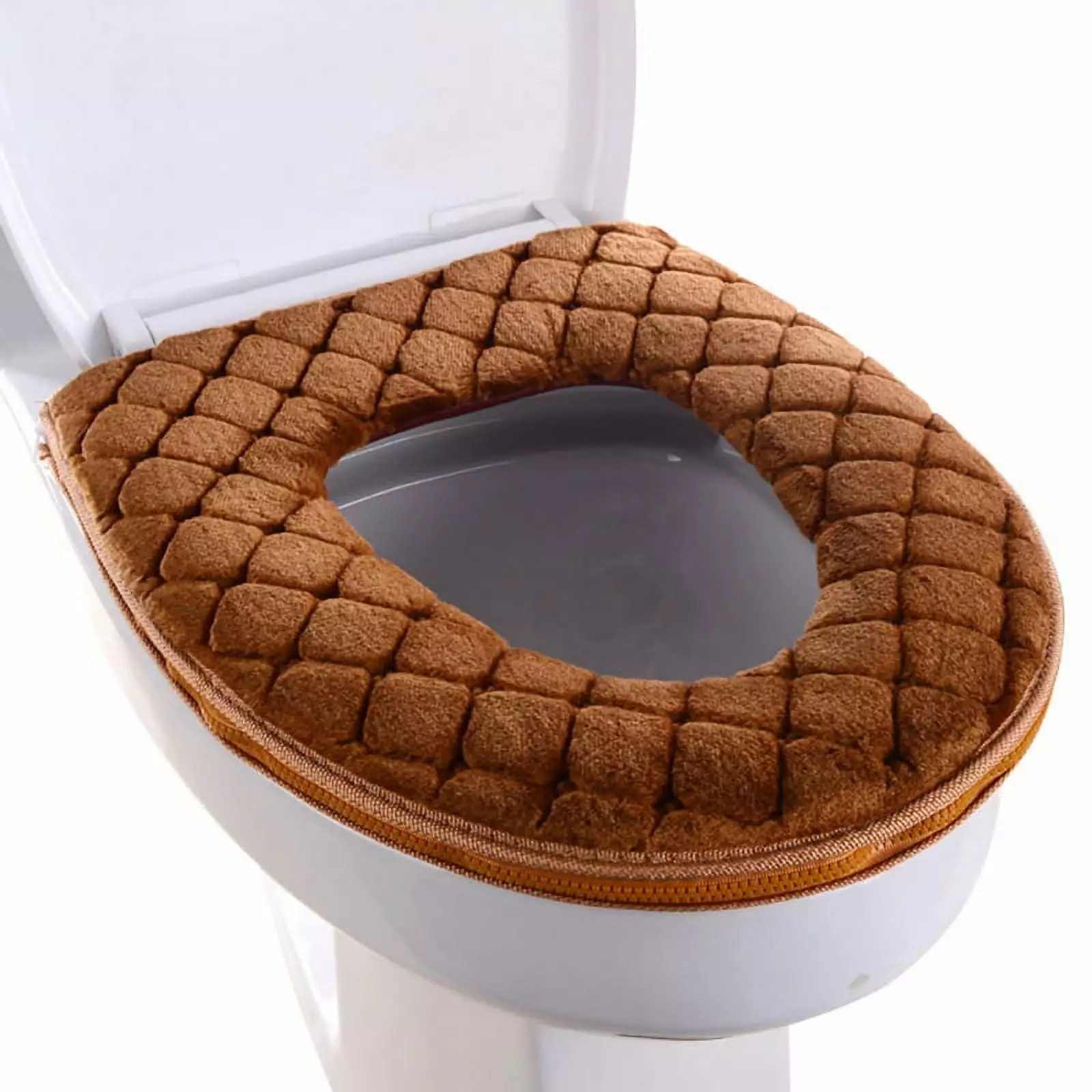 Crowdstage Bathroom Toilet Seat Cover Toilet Soft Warmer Mat Cover Pad Cushion Washable Closestool with Zipper