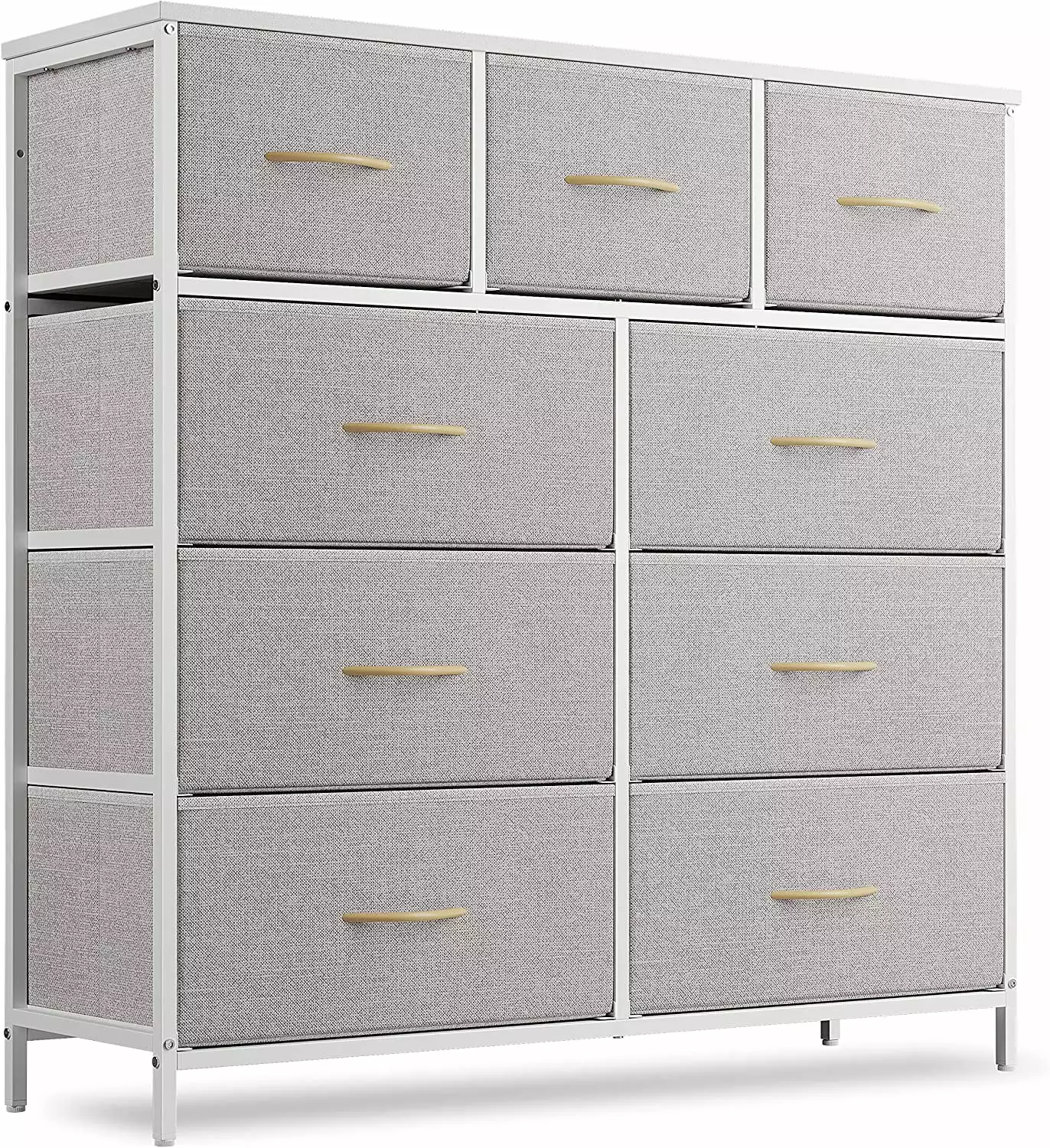 CubiCubi Dresser for Bedroom. 9 Drawer Storage Organizer Tall Wide Dresser for Bedroom Hallway. Sturdy Steel Frame Wood Top. Light Grey