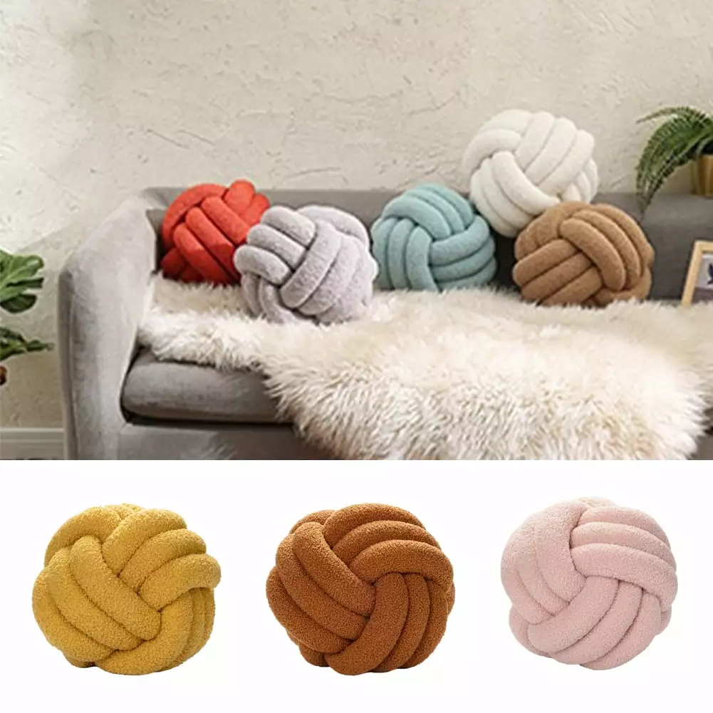 D-GROEE Plush Knot Ball Pillow. Waist Cushion Pillow Home Decoration Plush Throw Pillow Cushion for Sofa Car Office