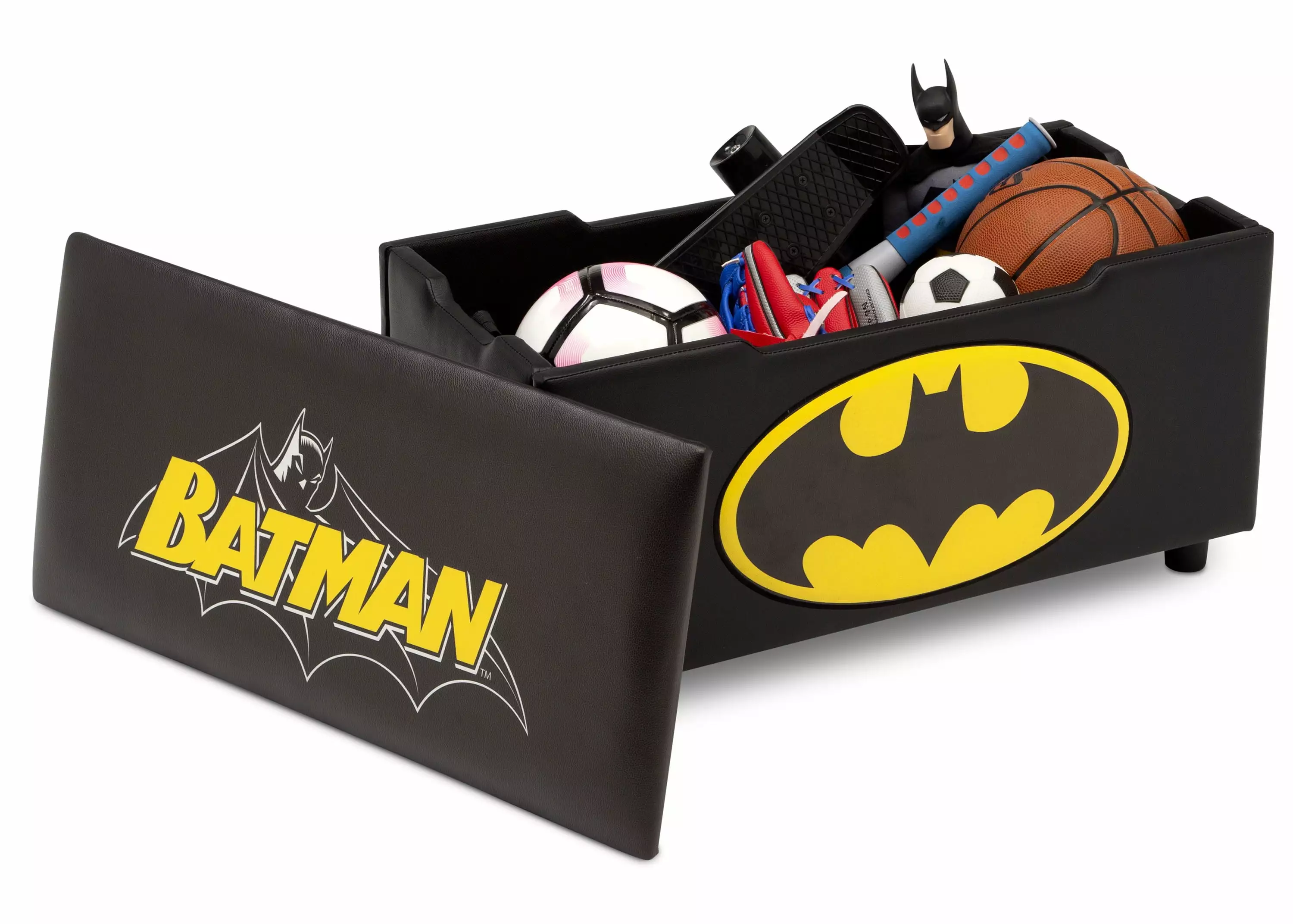 DC Comics Batman Upholstered Toy Storage Bench for Kids by Delta Children