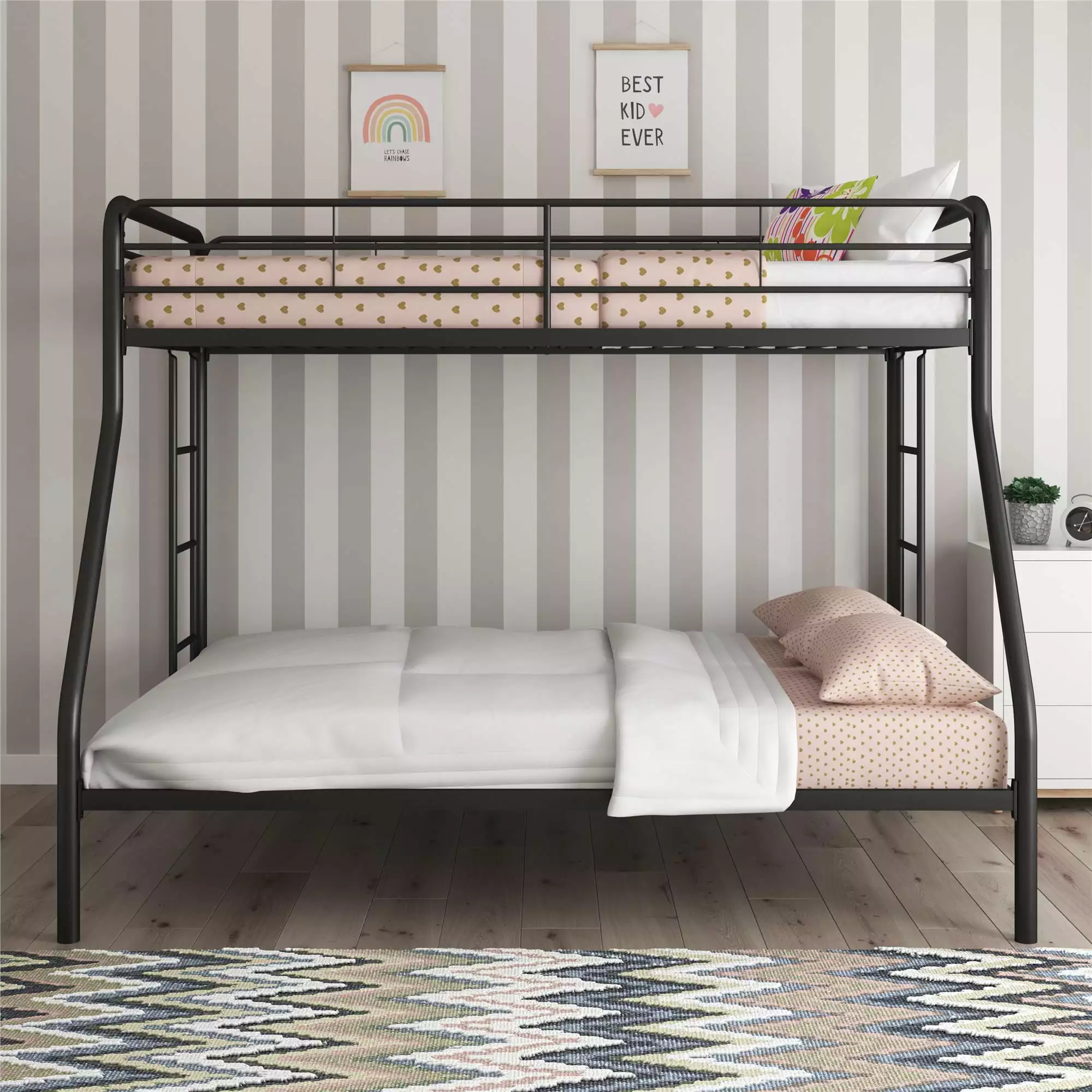 DHP Dusty Twin over Full Metal Bunk Bed with Secured Ladders. Black