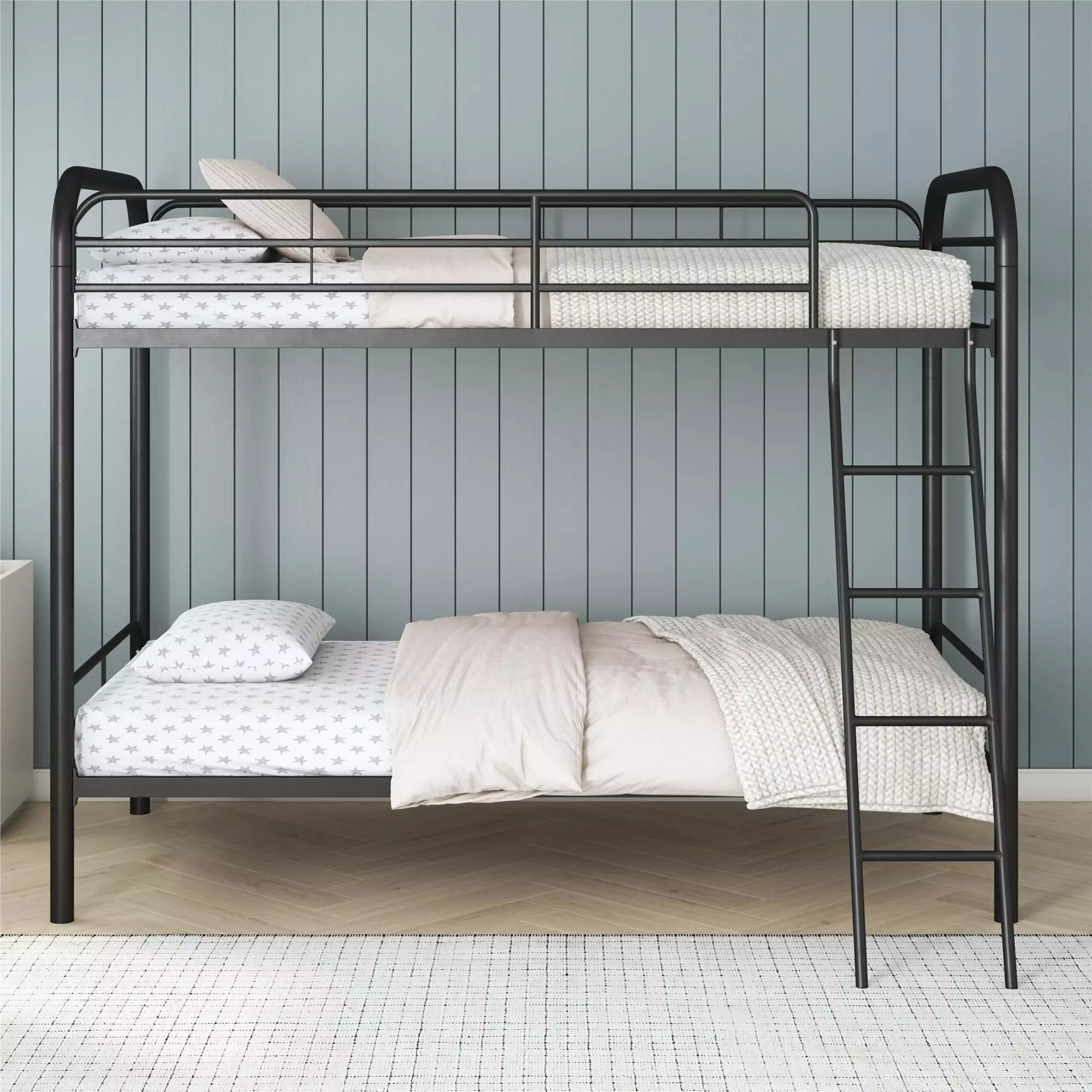 DHP Dusty Twin over Twin Metal Bunk Bed with Secured Ladder. Black