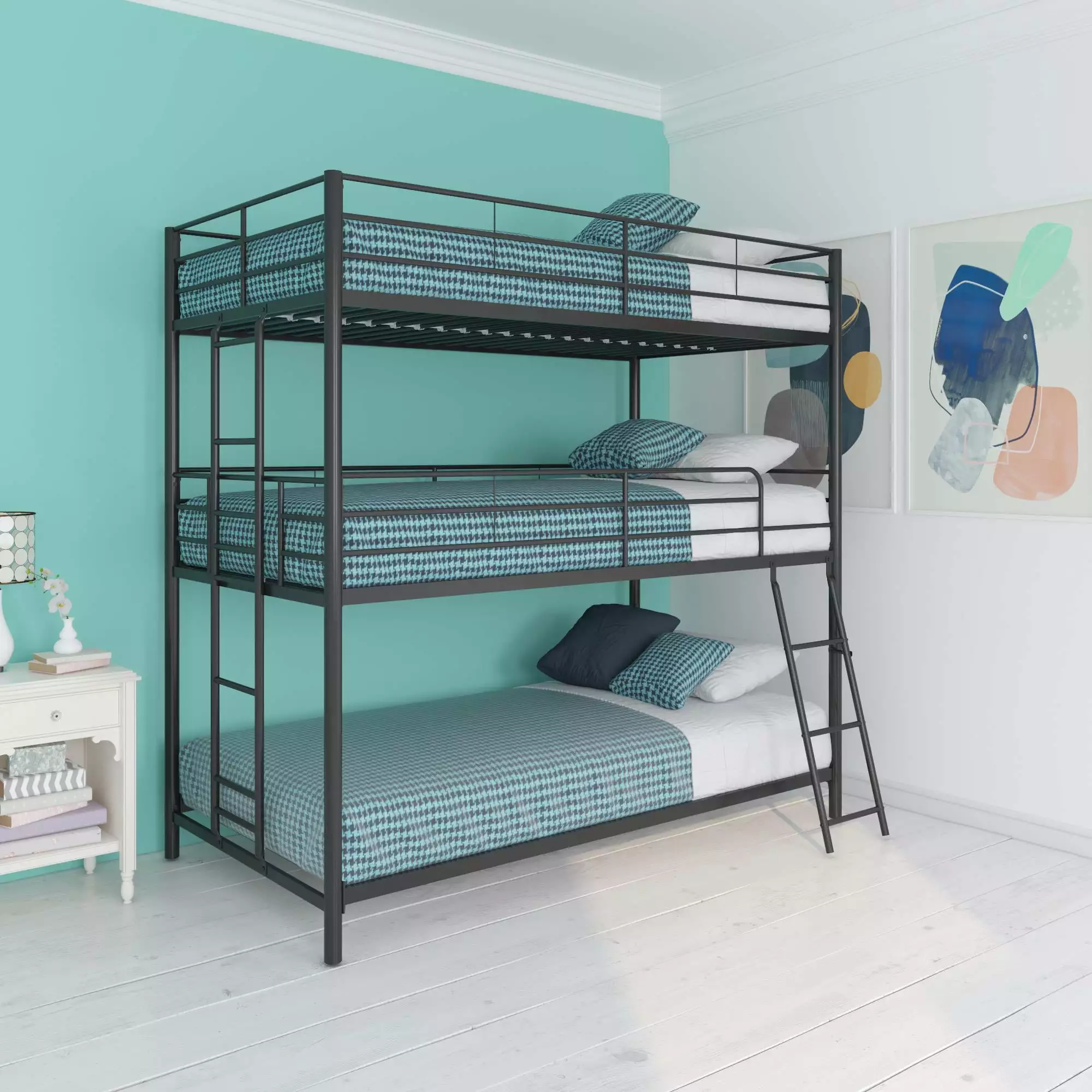 DHP Everleigh Triple Twin Metal Bunk Bed. Black