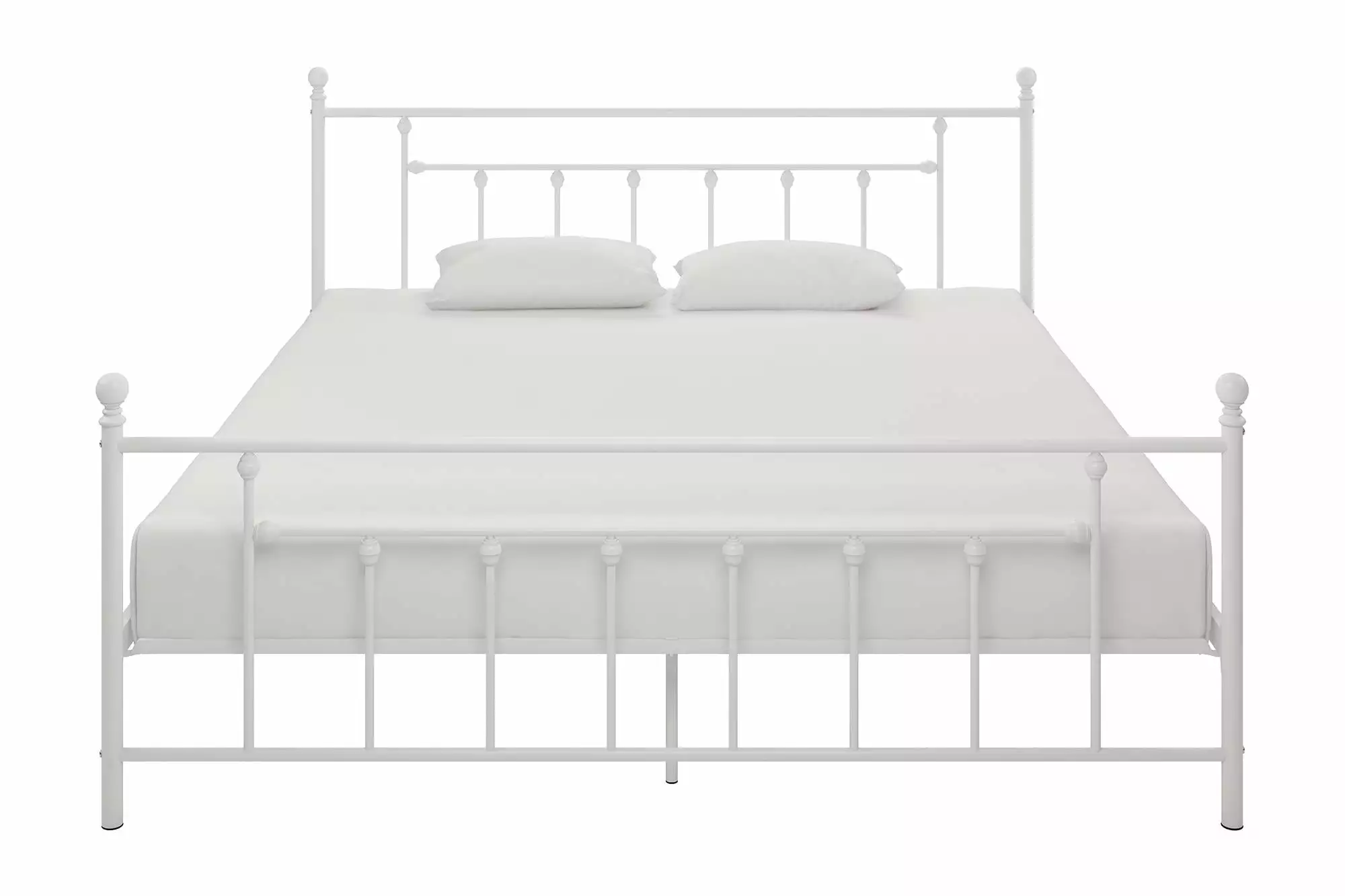 DHP Manila Metal Platform Bed with Adjustable Height. King. White