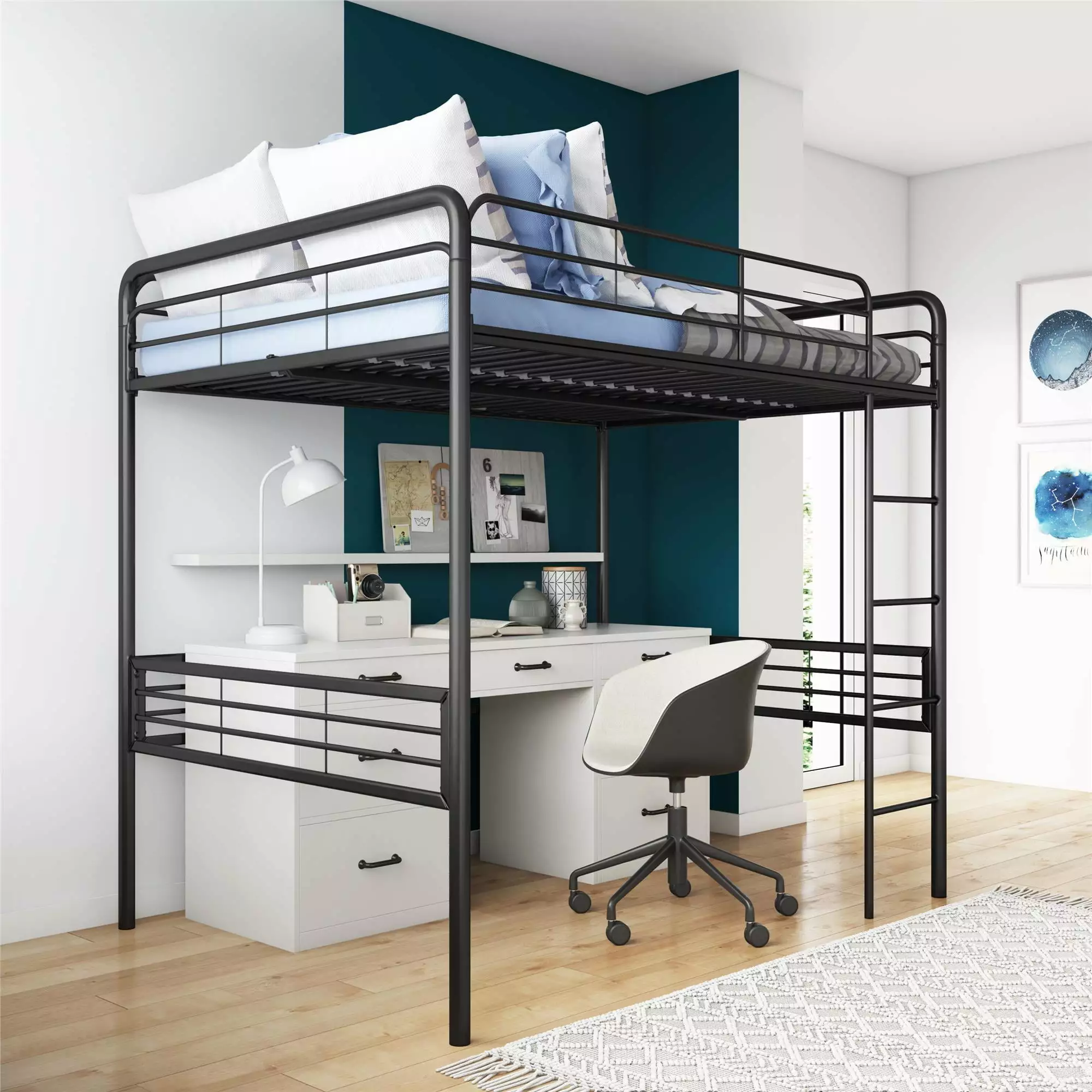 DHP Tommy Full Metal Loft Bed. Black