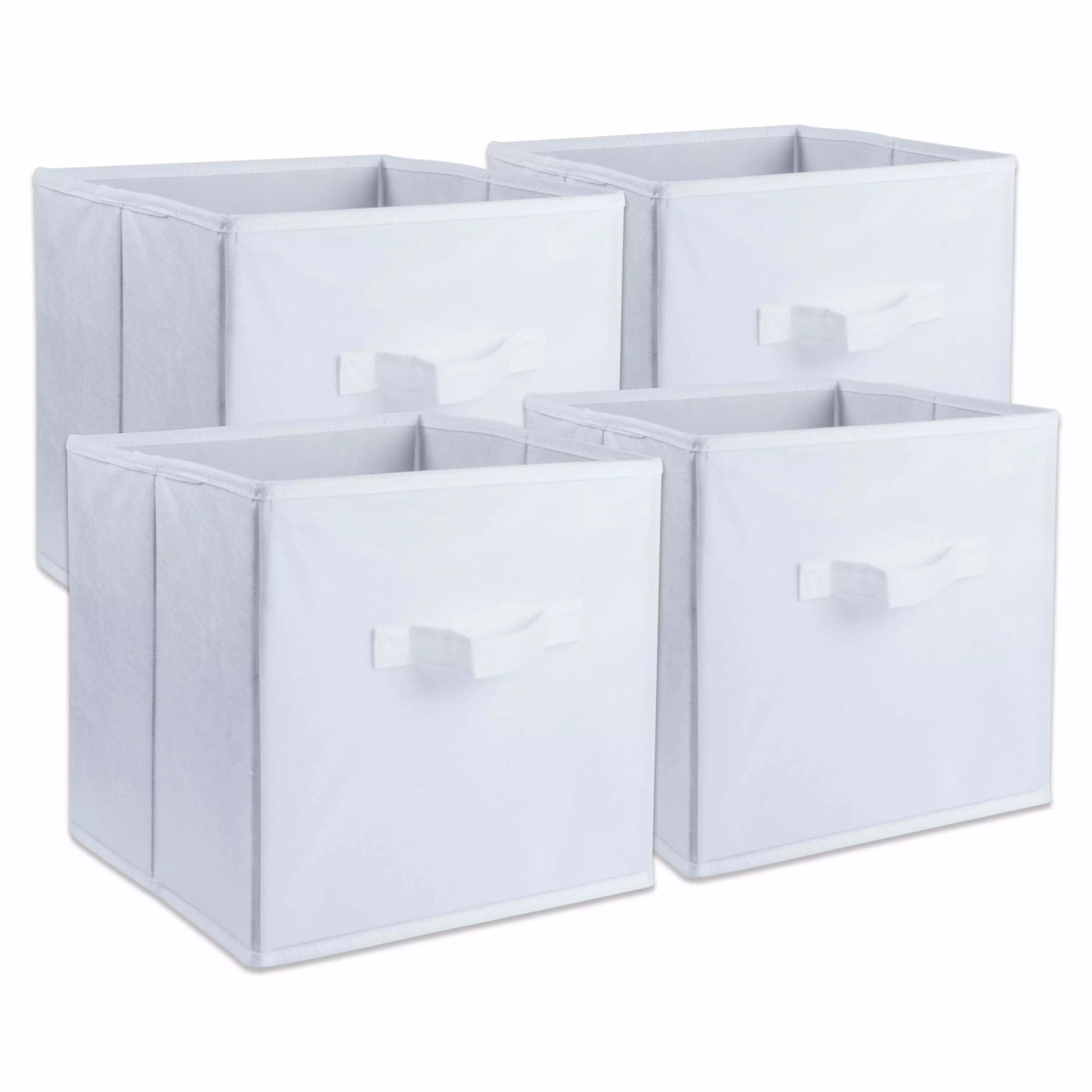 DII Non Woven Fabric Storage Bin Organizer Cube. Large Set. 11x11x11. White. 4 Piece