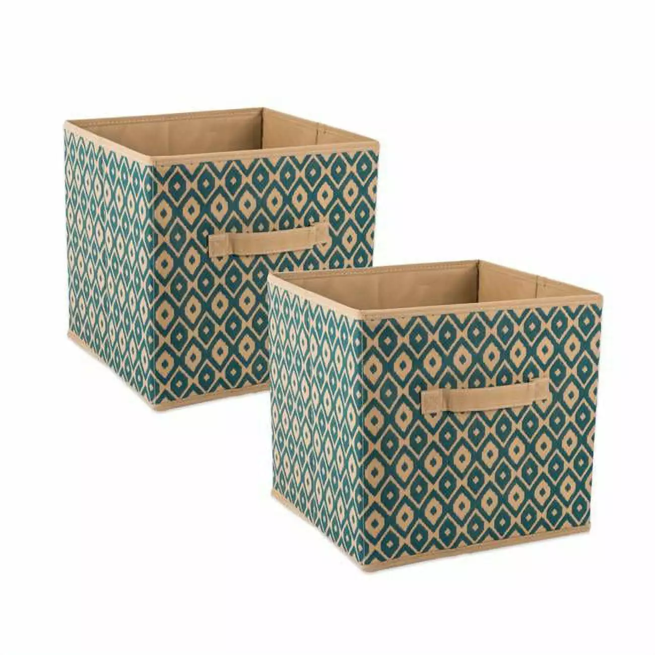 DII Non Woven Polyester Storage Bin. Ikat. Green. Set of 2