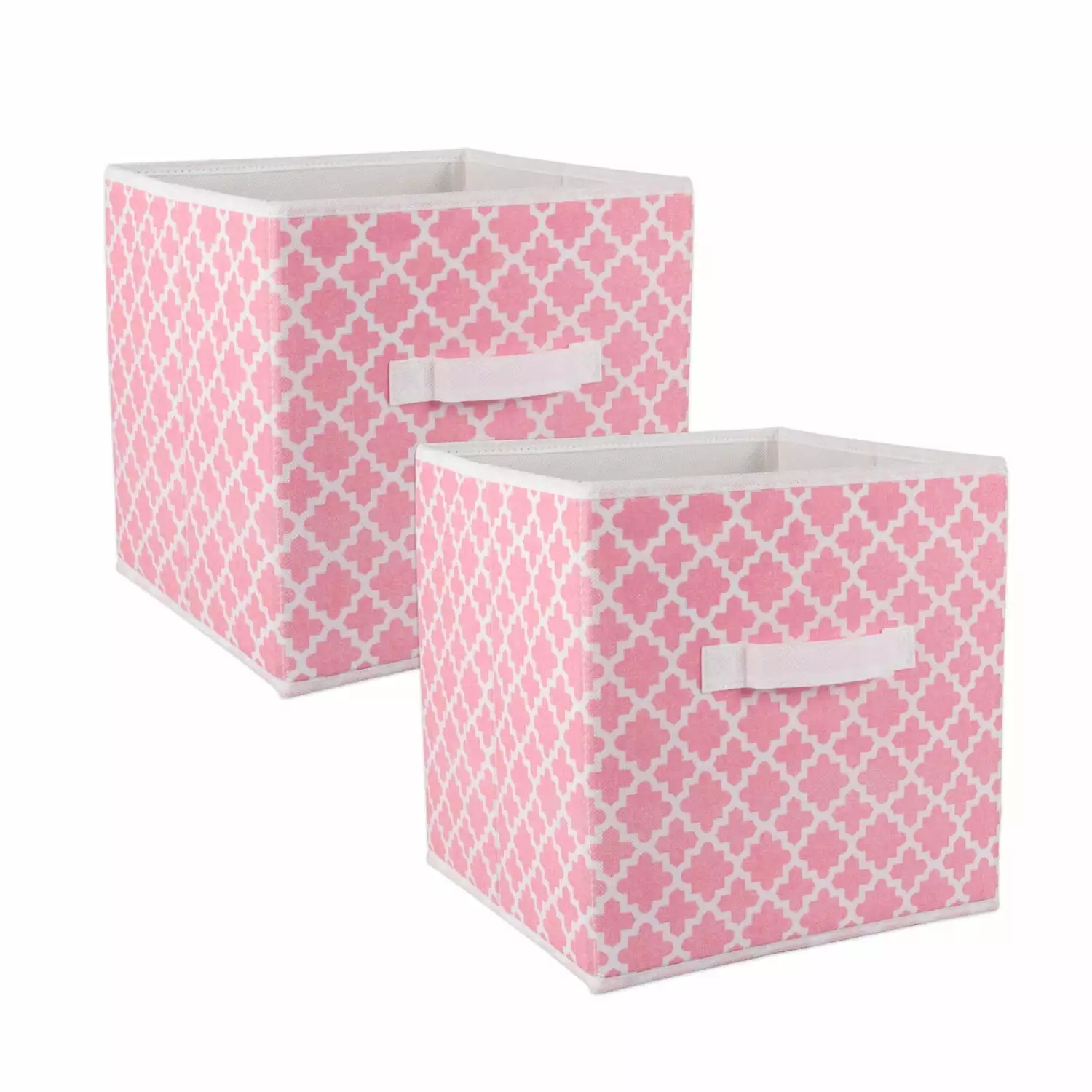 DII Non Woven Polyester Storage Bin. Lattice. Pink Sorbet. Small Set of 2