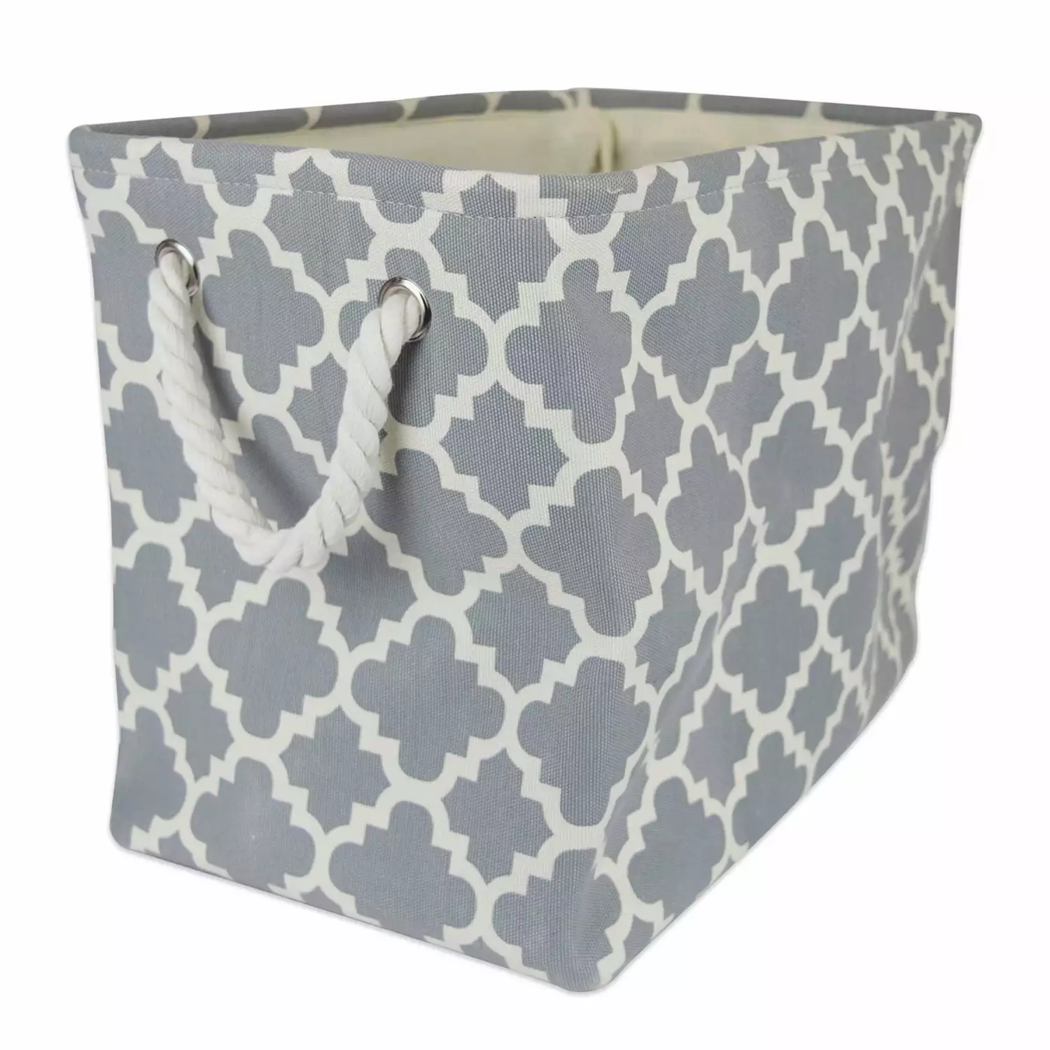 DII Polyester Container with Handles. Lattice Storage Bin. Medium. Gray