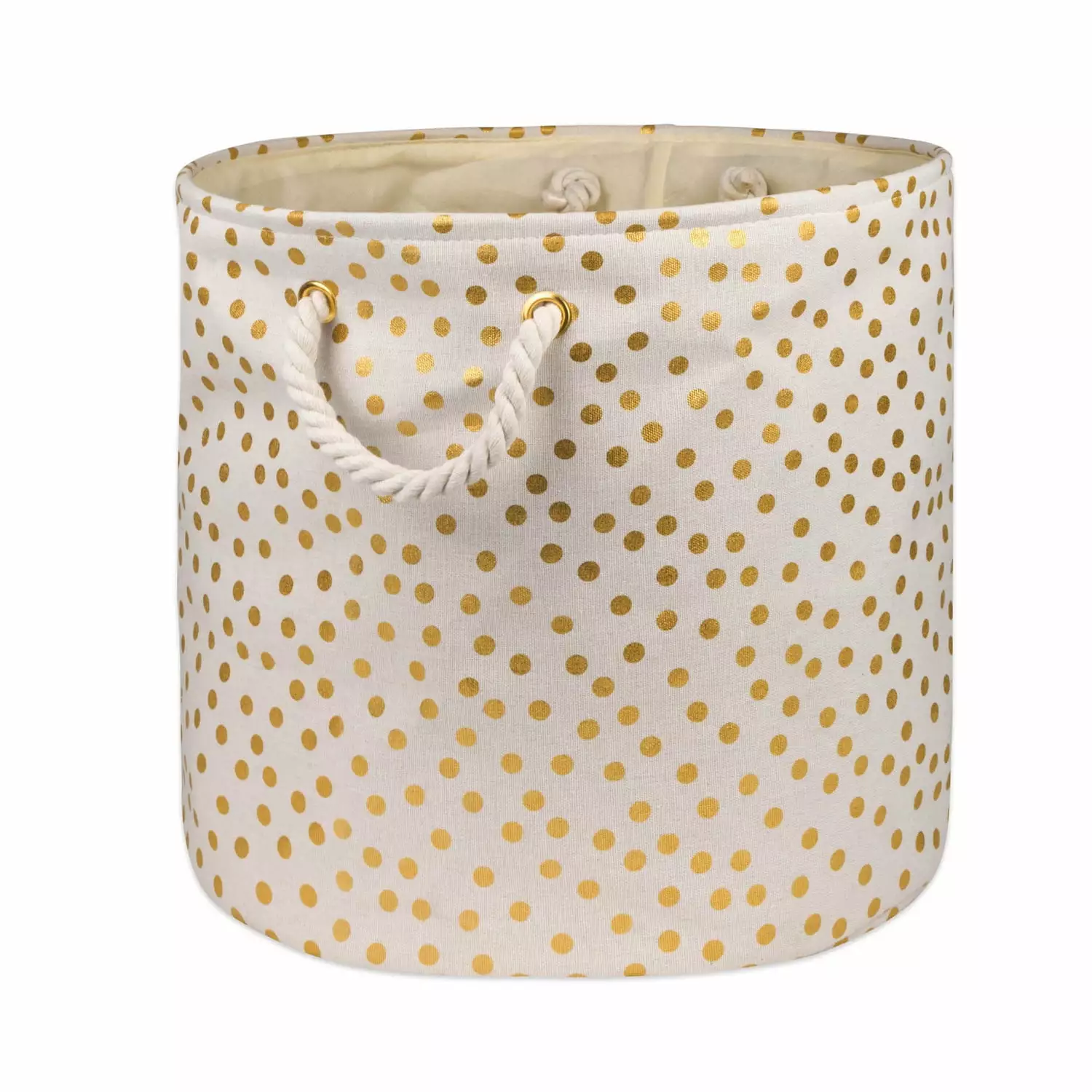 DII Round Modern Style Polyester Dots Large Storage Bin in Gold