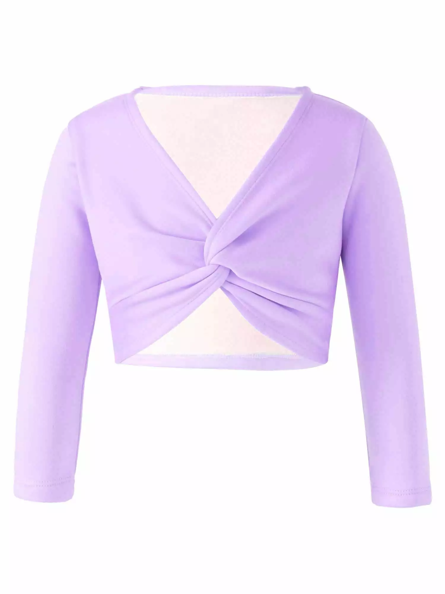 DPOIS Kids Girls Classic Long Sleeve Ballet Dance Wrap Cardigan Shrug Sweater Purple 13-14