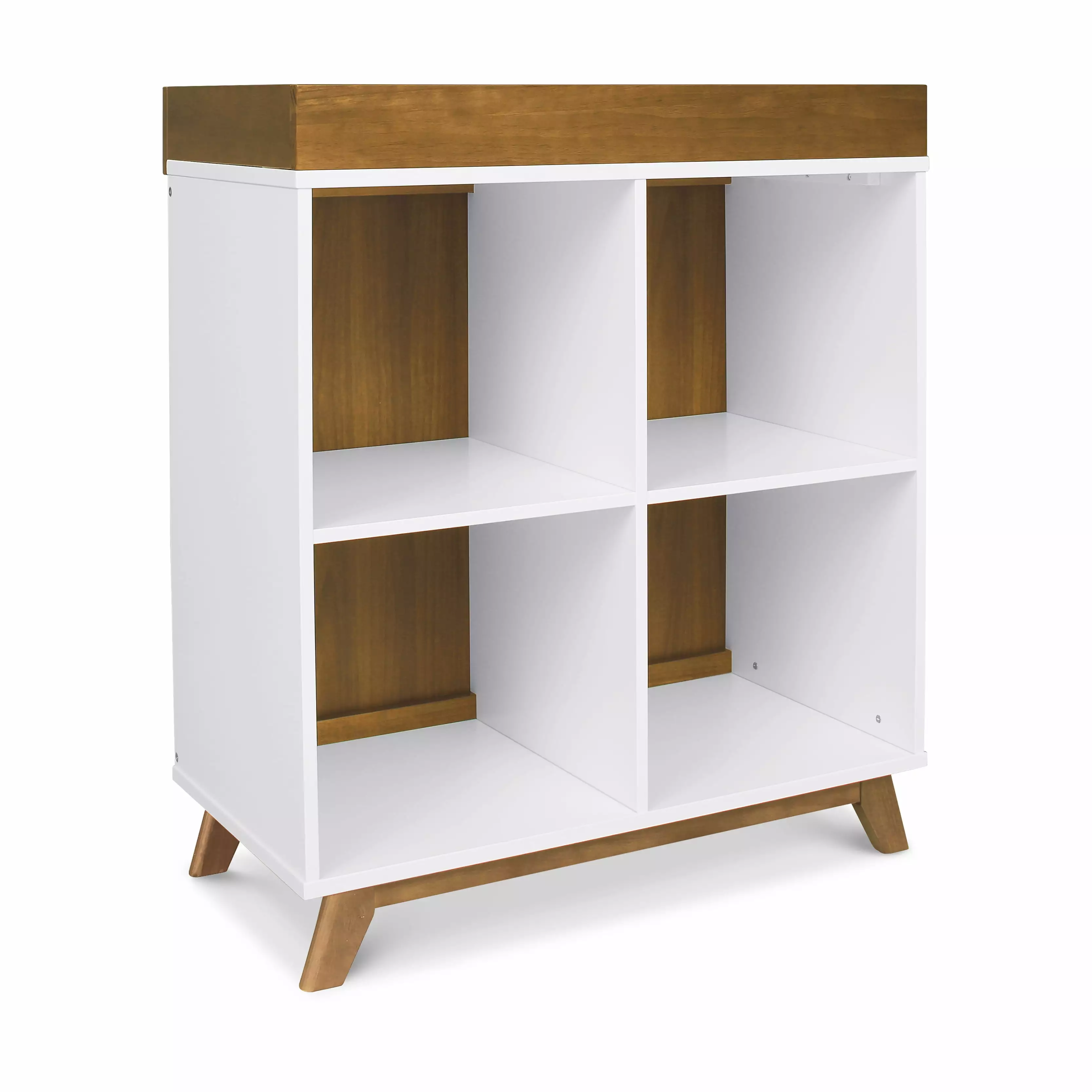 DaVinci Otto Convertible Changing Table and Cubby Bookcase. White and Walnut