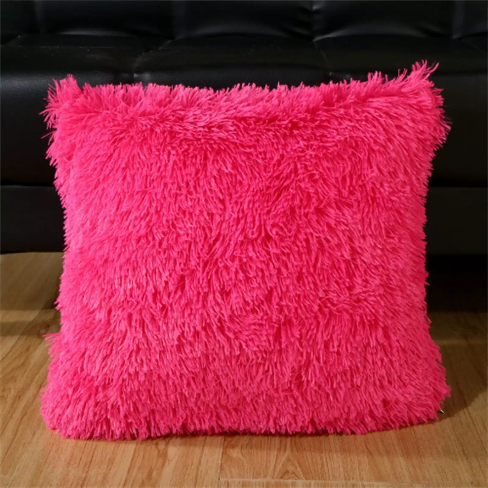 Deagia Throw Pillow Covers Luxury Faux Fur Throw Pillow Cover Deluxe Winter Decorative Plush Pillow Case Cushion Cover for Sofa Bedroom Car 17x17 Inch Pink