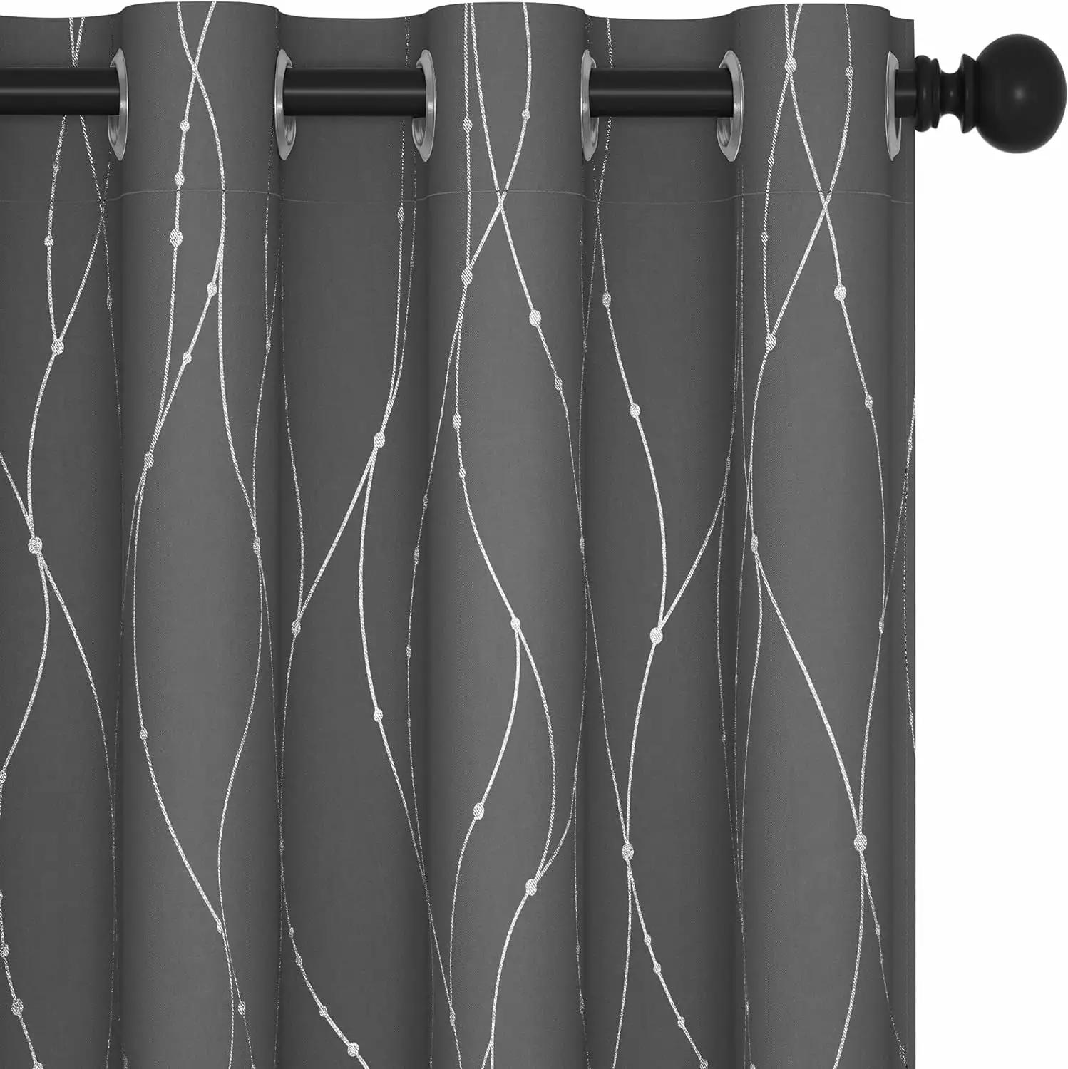 Deconovo Gray 52Wx84L Blackout Curtains - 2 Panels Grommet Thermal Insulated Curtain with Dots Pattern for Bedroom. Living Room